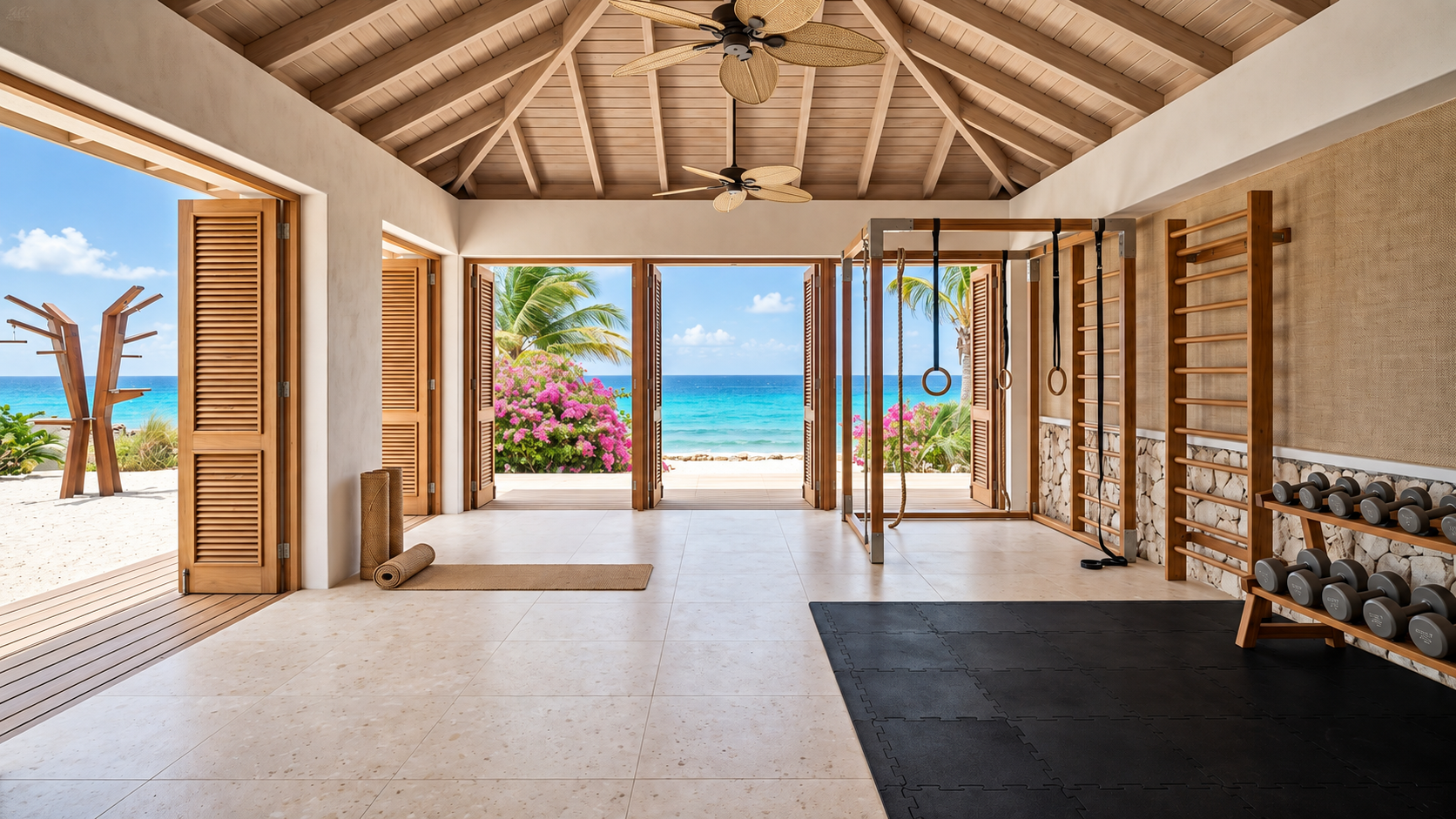Tropical Wellness Pavilion, Salt & Coral palette, hotel resort wellness — Paradigm concept study
