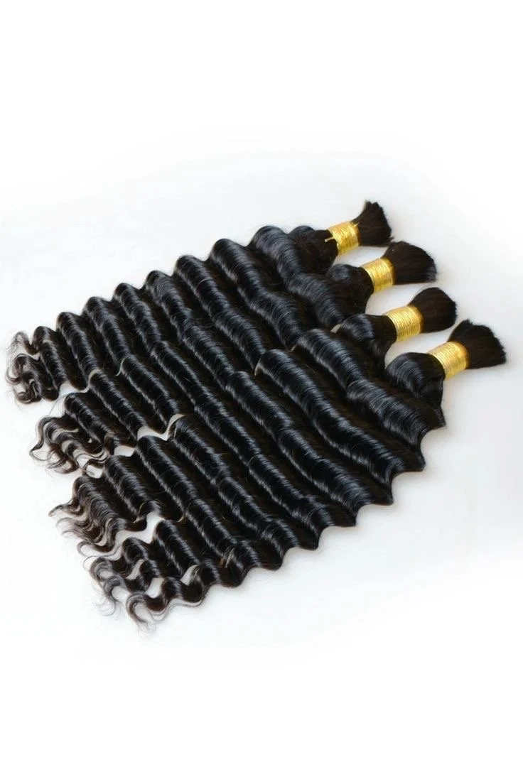 Double Drawn Deep Wave Bulk Hair Extensions For Braiding
