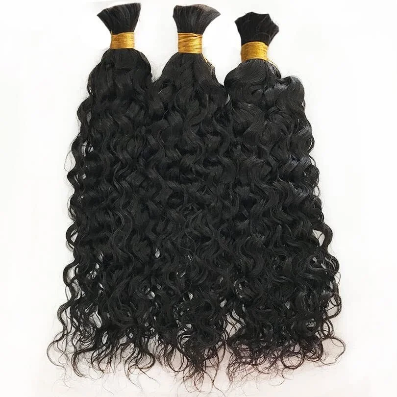 Double Drawn talian Curly Bulk Hair Extensions For Braiding
