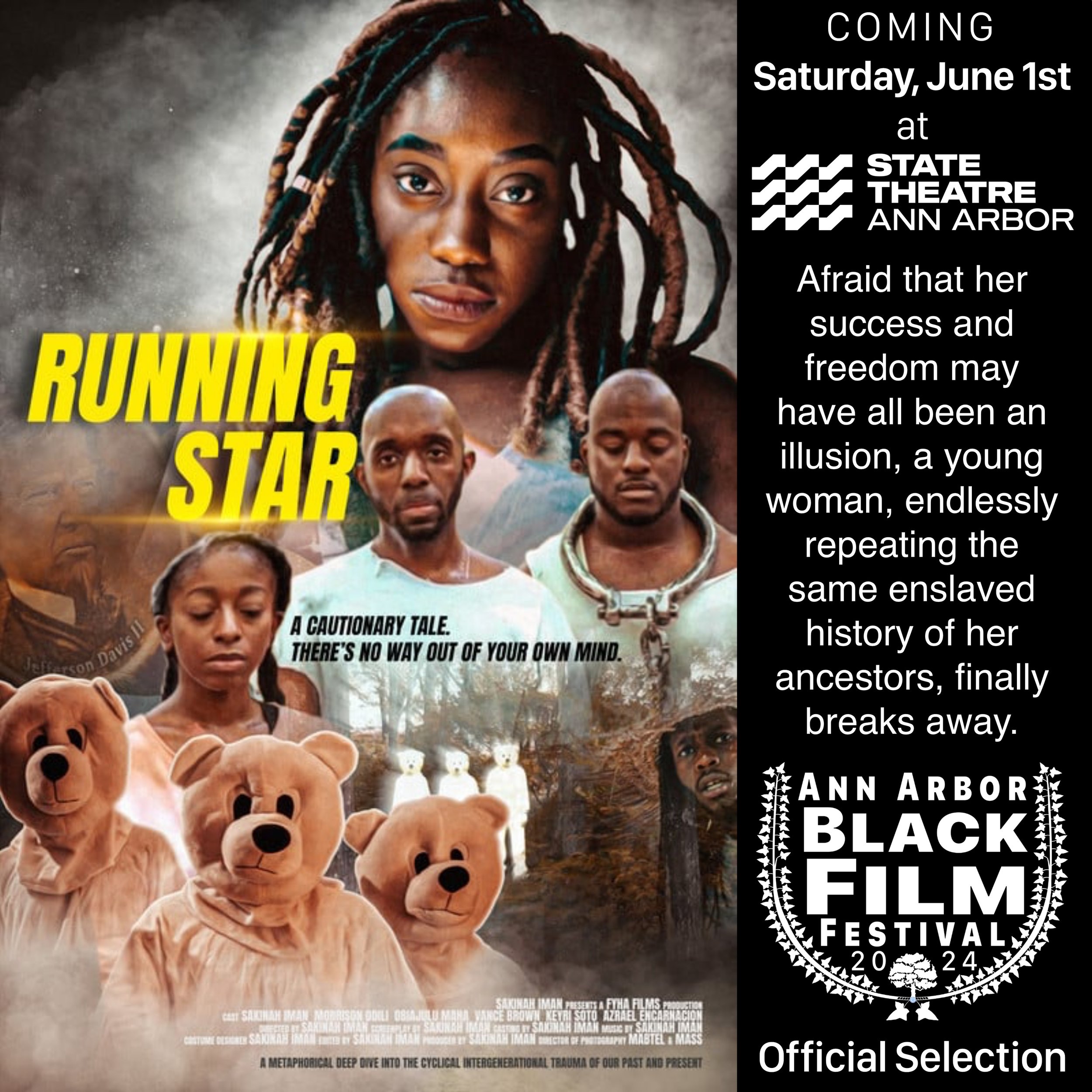 🎬✨ Get ready for the Ann Arbor the Black Film Festival! Join us on Saturday, June 1st at the State Theater for an journey in black cinema. 🎥🍿
🌟 Featuring: Running Star
🎬 Directed by the award-winning Sakinah Iman
🔗 More info: sakinahiman.com/fi