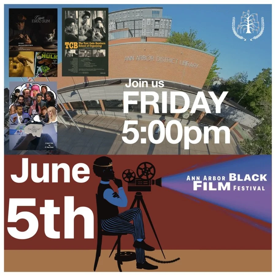 Join us at the Ann Arbor District Library: Downtown to kick off the Ann Arbor Black Film Festival!

All films exhibited at Third Mind Books and the Ann Arbor District Library are free to the public.

Check our website for the full schedule. Link in t