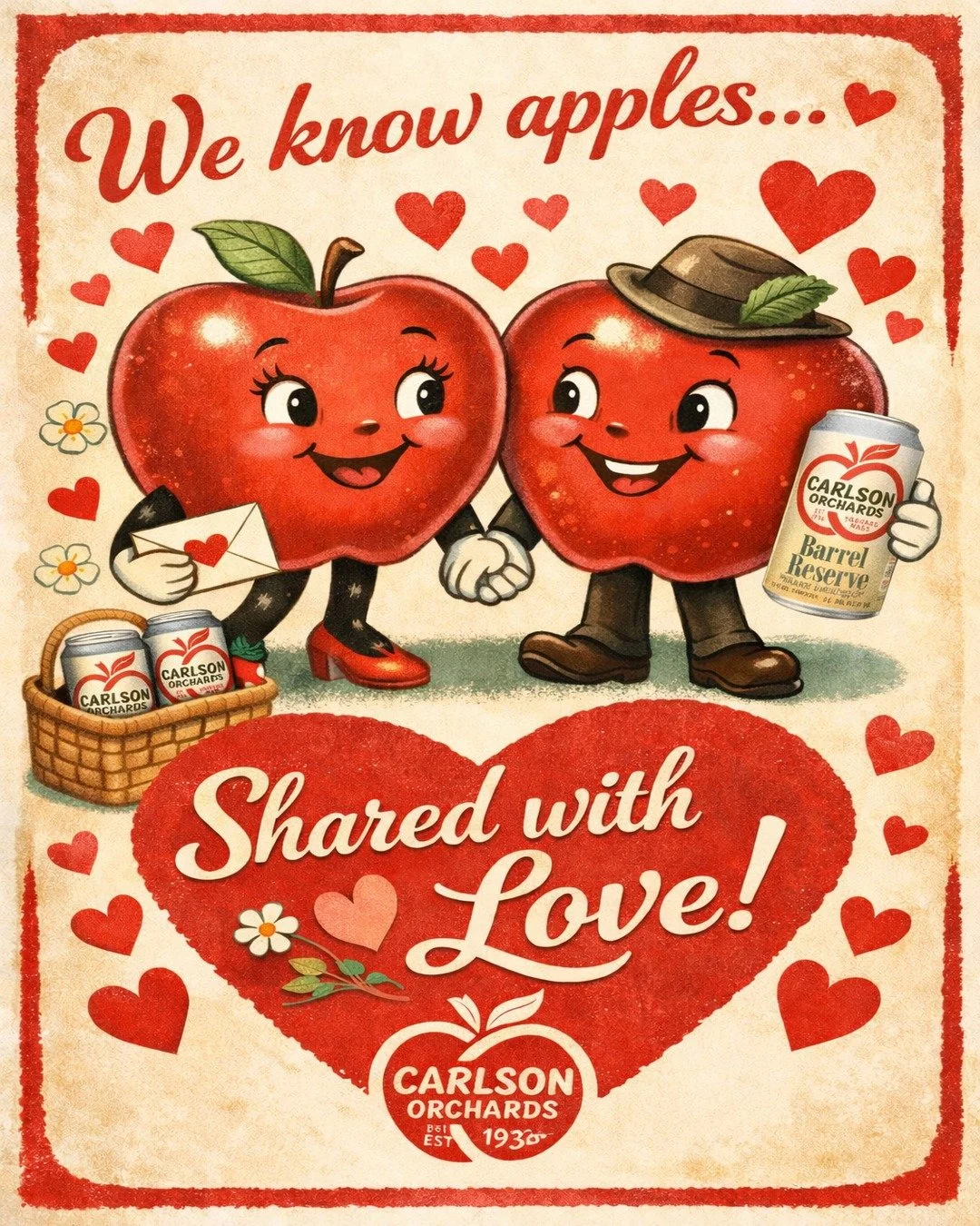 Roses are red. Apples are too.
Our Carlson Hard Cider is crafted just for you. 🍎❤️

Wishing you a Happy Valentine&rsquo;s Day - celebrating the people and moments that make life sweeter.