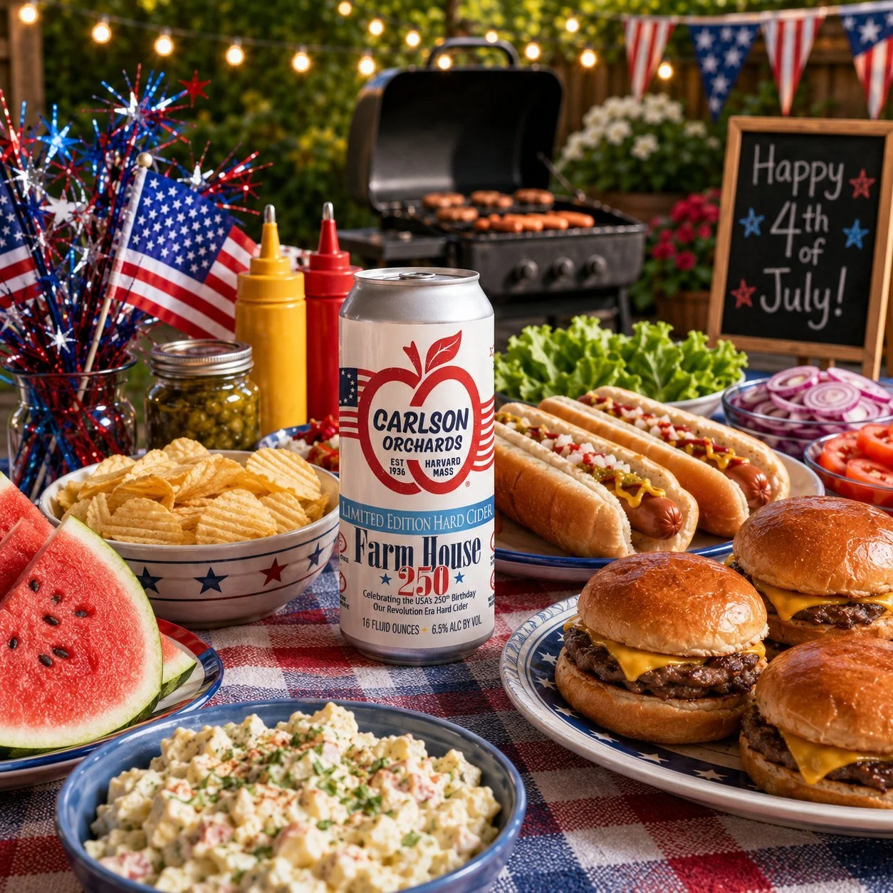 Raise a glass to 250 years of American independence.

Farm House 250 is our tribute to the ciders that would have been enjoyed generations ago&mdash;dry, straightforward, and full of character.

Whether you're firing up the grill, gathering with frie