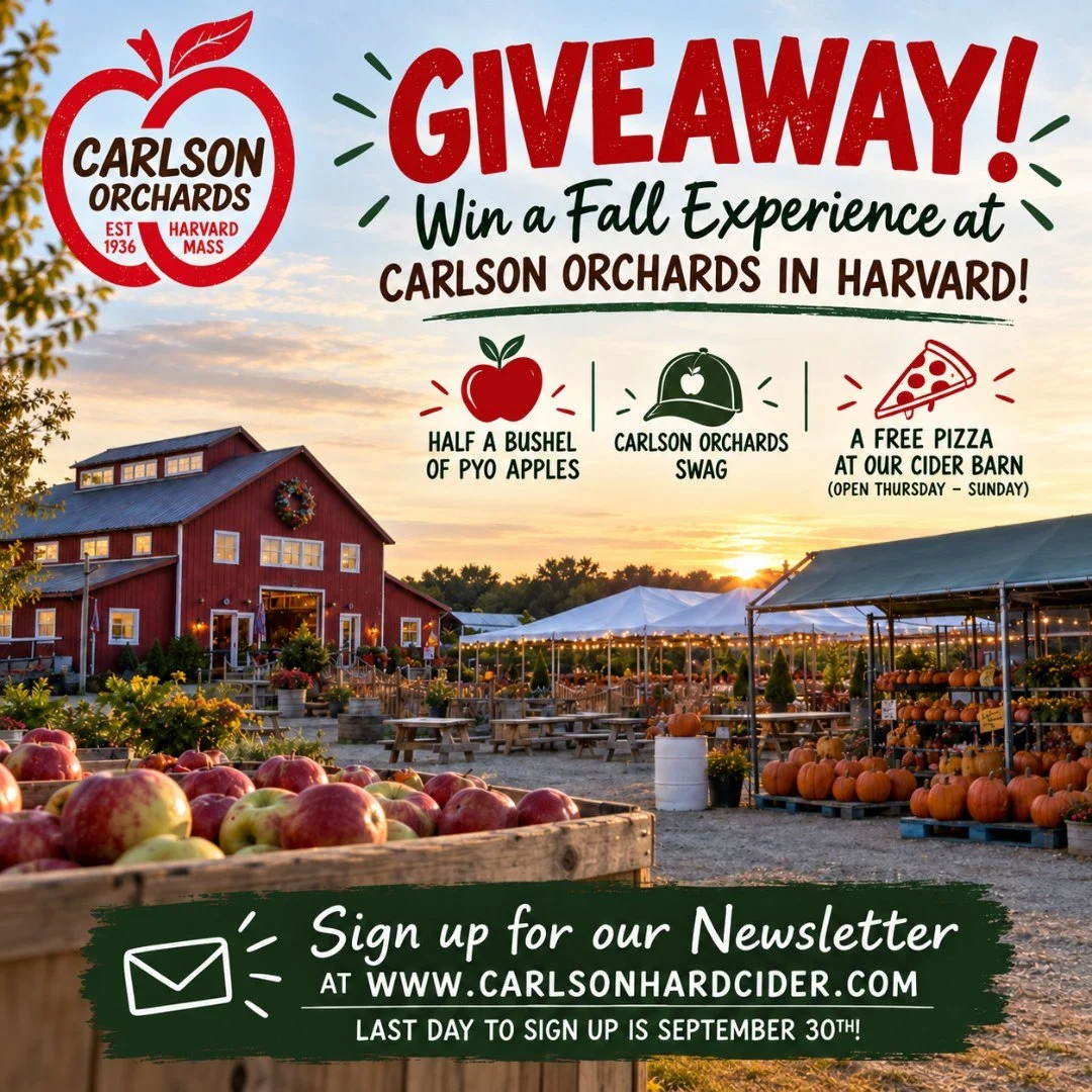 FALL GIVEAWAY! 

It&rsquo;s our favorite time of year at Carlson Orchards, and we&rsquo;re celebrating apple-picking season with a giveaway for the ultimate fall day at the farm! 

Sign up for our newsletter and you&rsquo;ll be entered for a chance t