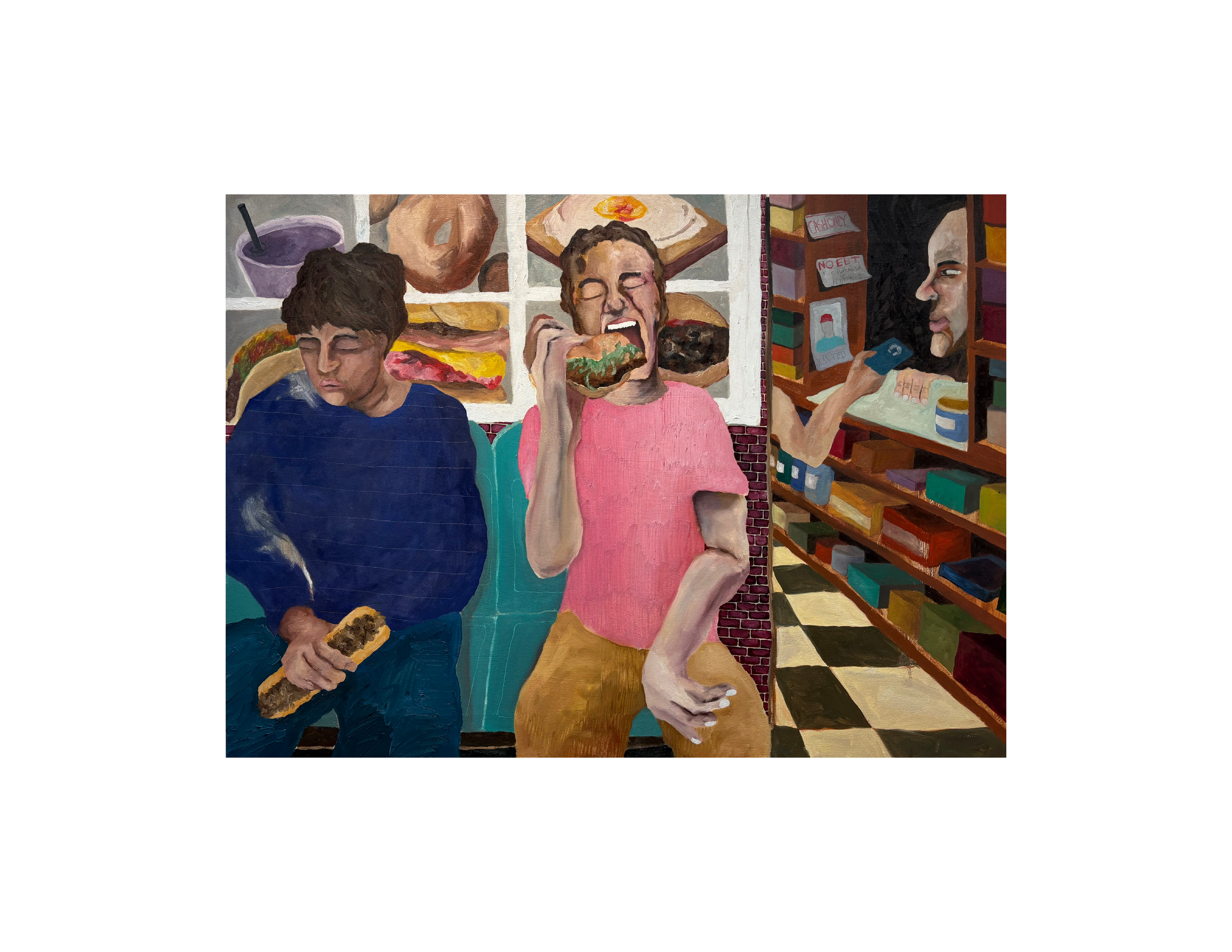 gathering over a chicken cutlet | 48" x 36" | oil on canvas