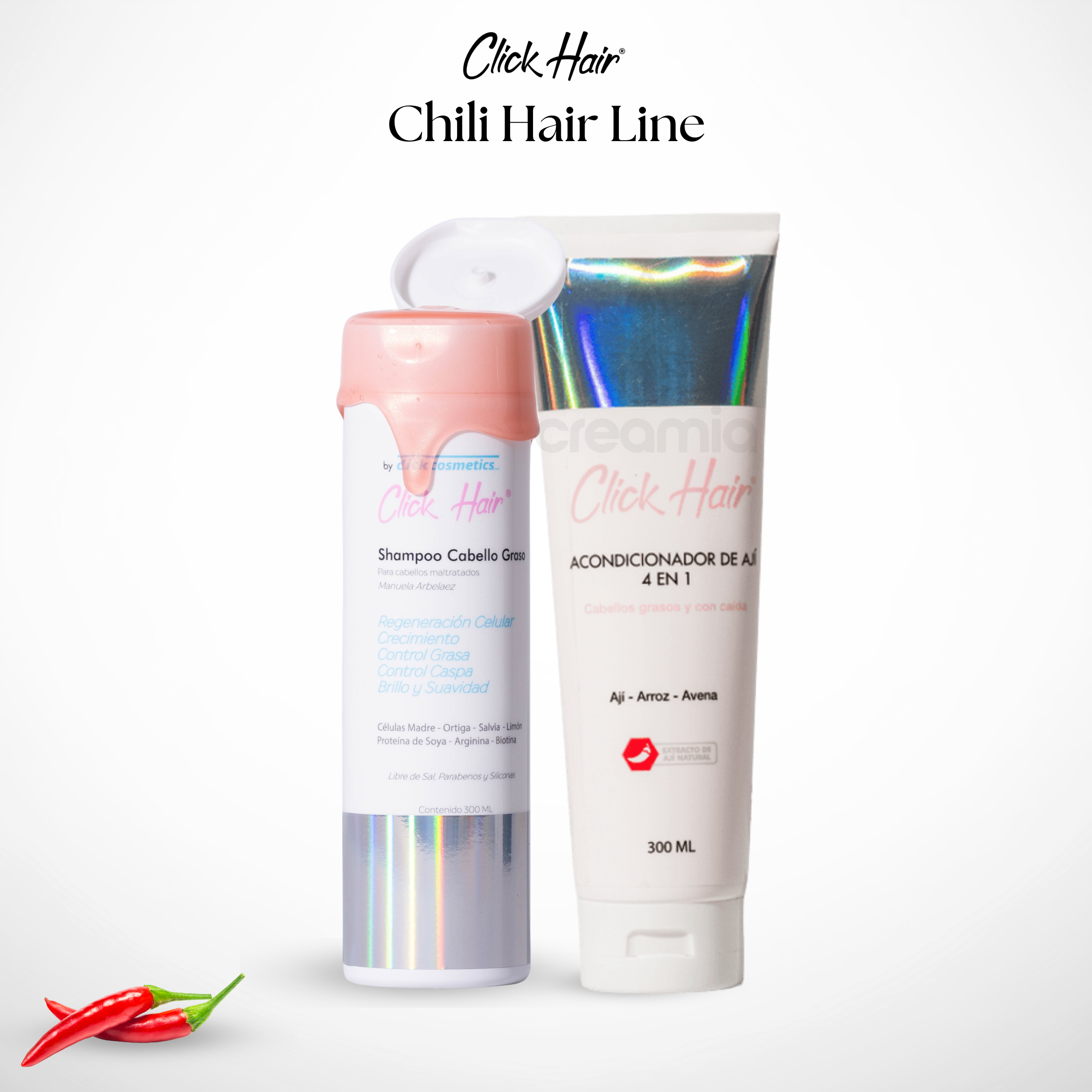 Click Hair Chili Duo Shampoo and Conditioner 4 in 1 For Oily Hair 300 ml