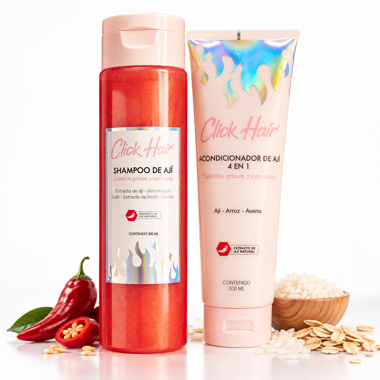 Click Hair Chili Duo Shampoo and Conditioner 4 in 1 For Oily Hair 300 ml