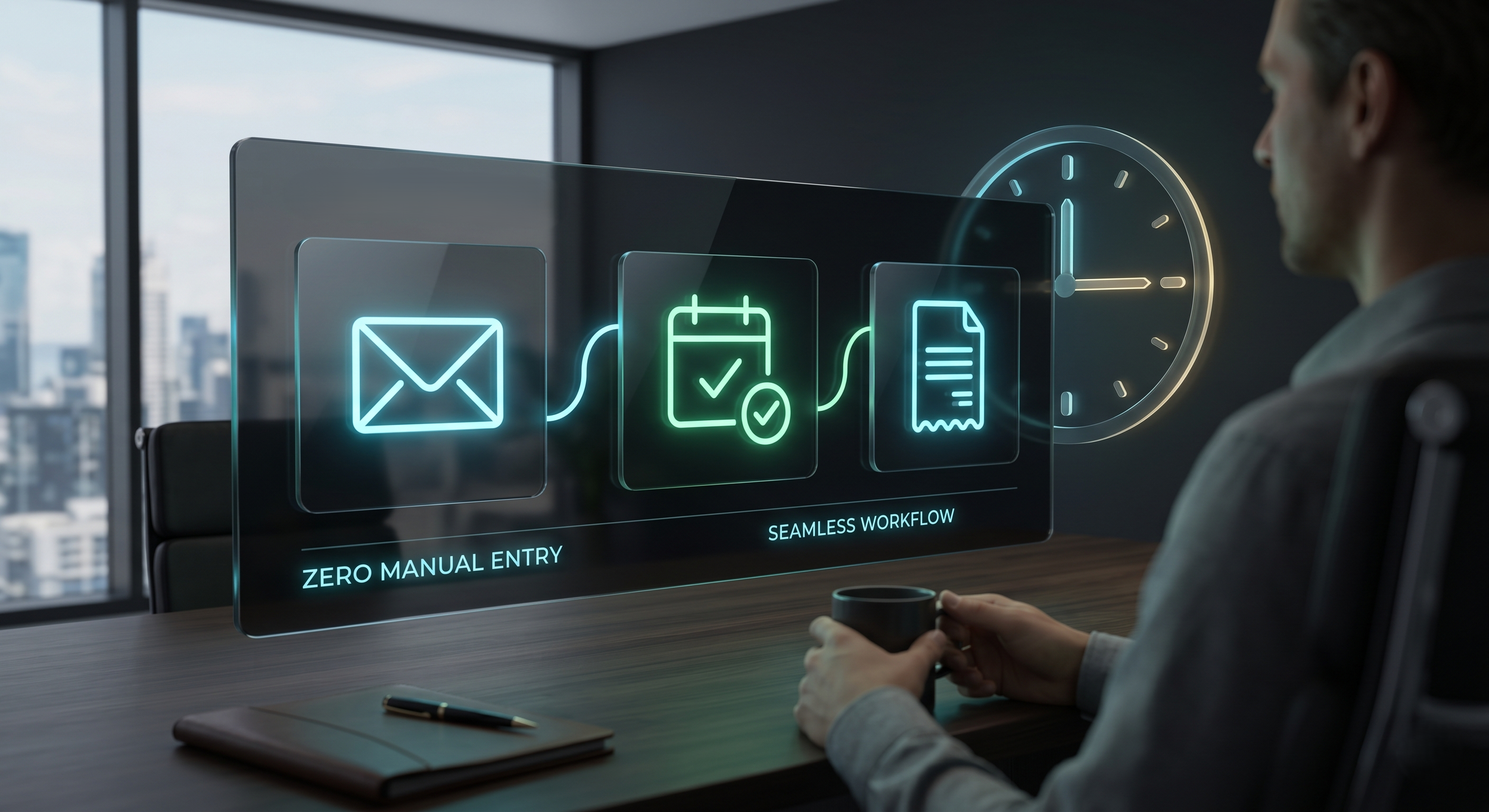 Digital dashboard showing email and invoice process automation, designed to help small business owners improve processes and save operational time.