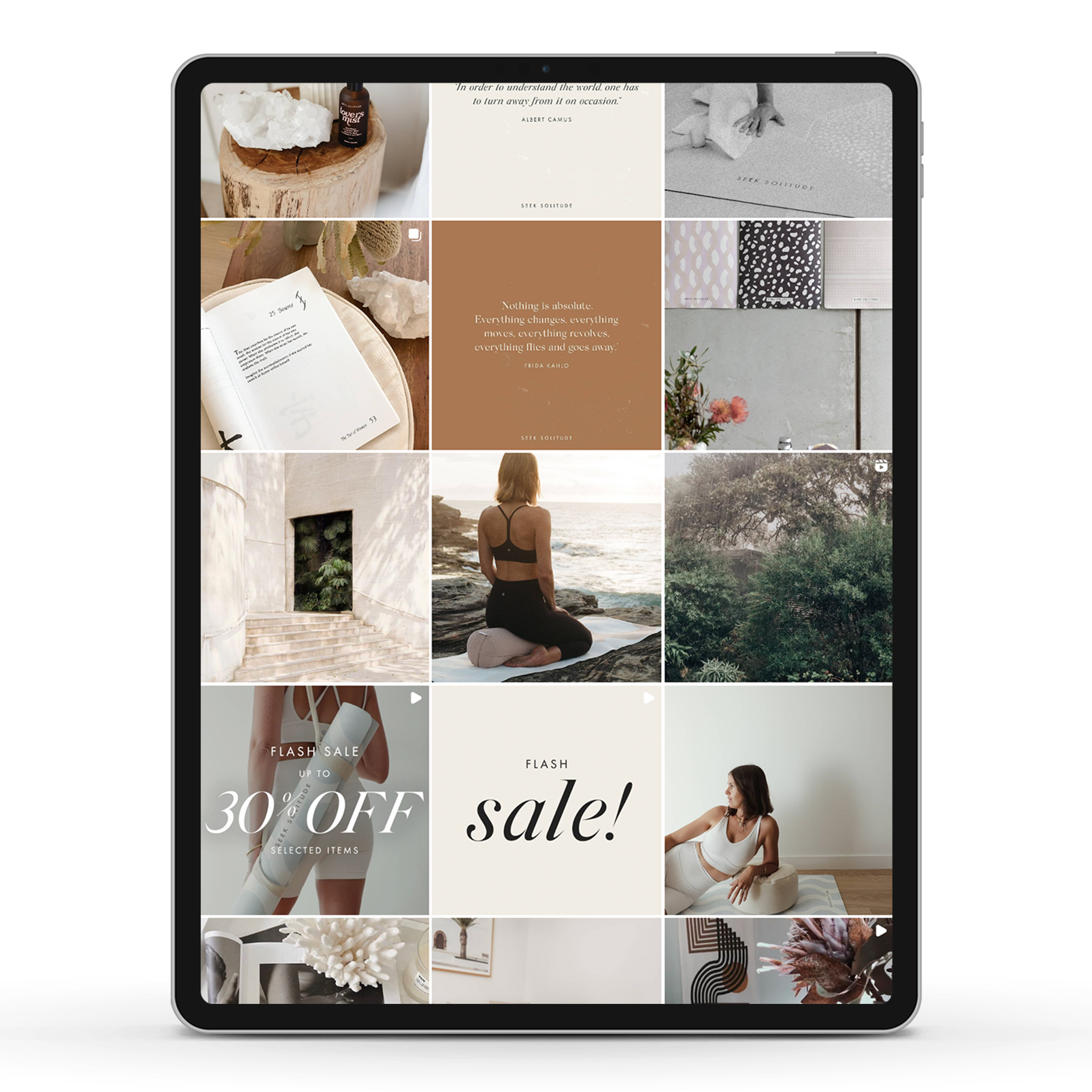 Social media marketing, content creation and scheduling by Sophie Custance studio for Seek Solitude