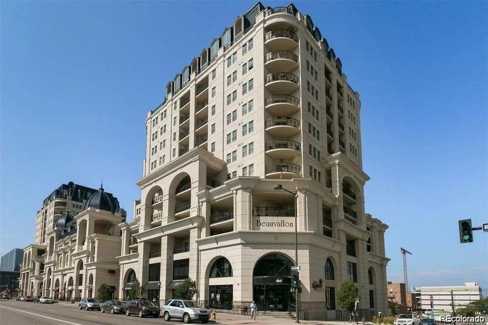 Street view of the Beauvallon building in downtown Denver.