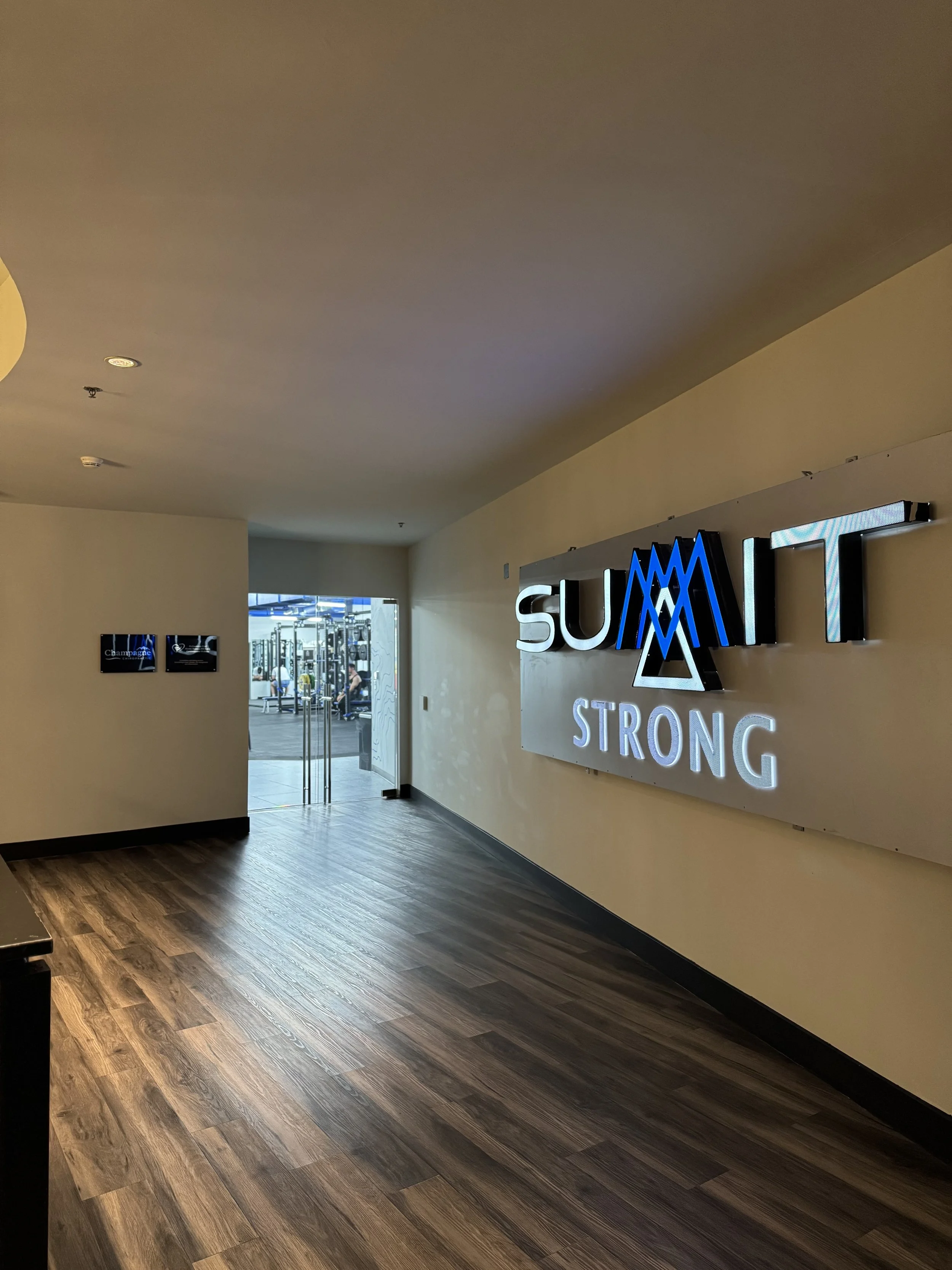 Entrance to Summit Strong gym inside the Beauvallon building.