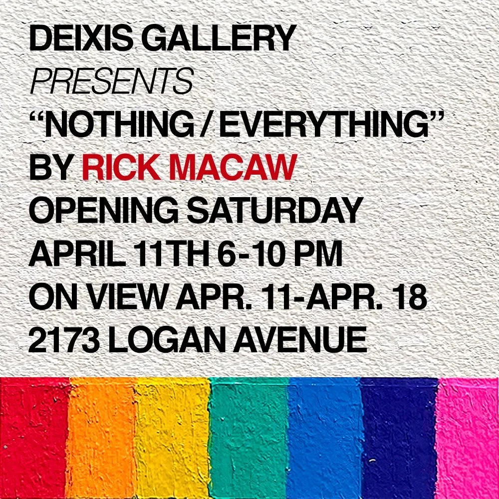Opening tomorrow, Saturday, April 11th, from 6-10 PM is &ldquo;Nothing / Everything&rdquo;, a one-week pop exhibition by Rick Macaw @strange.water 🦜

The exhibition features Macaw&rsquo;s vibrant and textured large scale mixed media paintings, explo