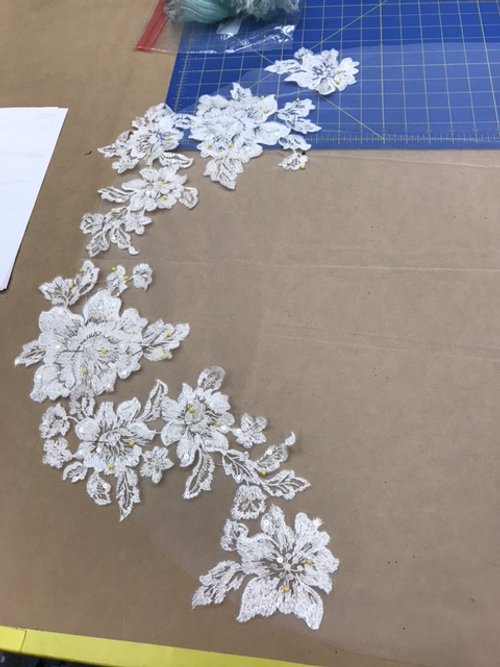 Veil applique arrangement detail