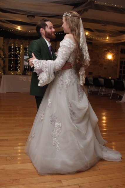 Final sleeves, veil, bustle and hem.