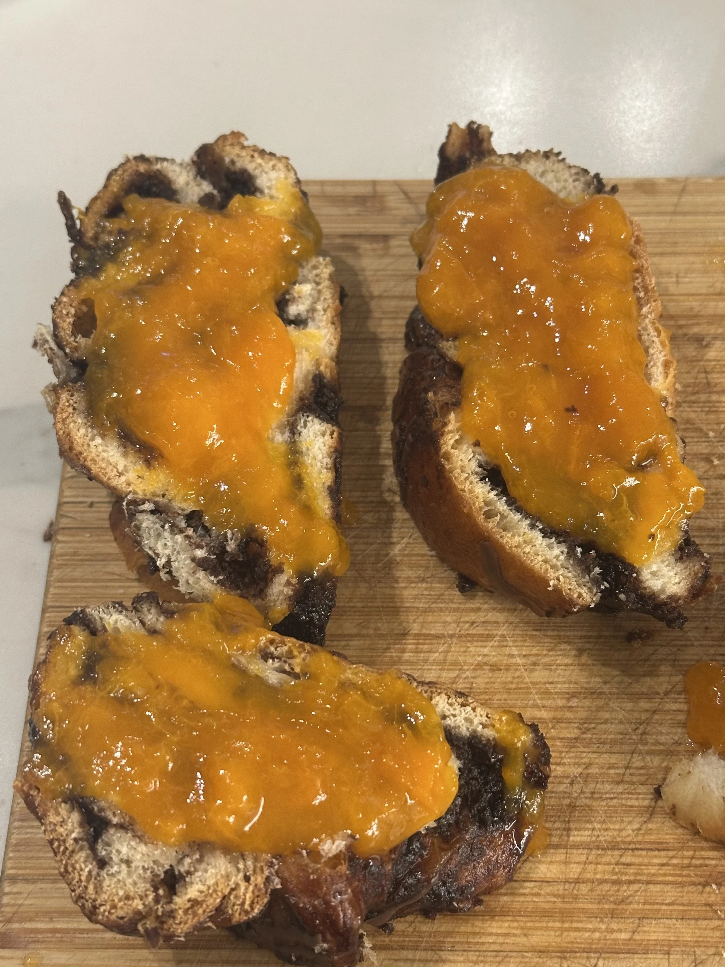 Chocolate Apricot Babka Pudding