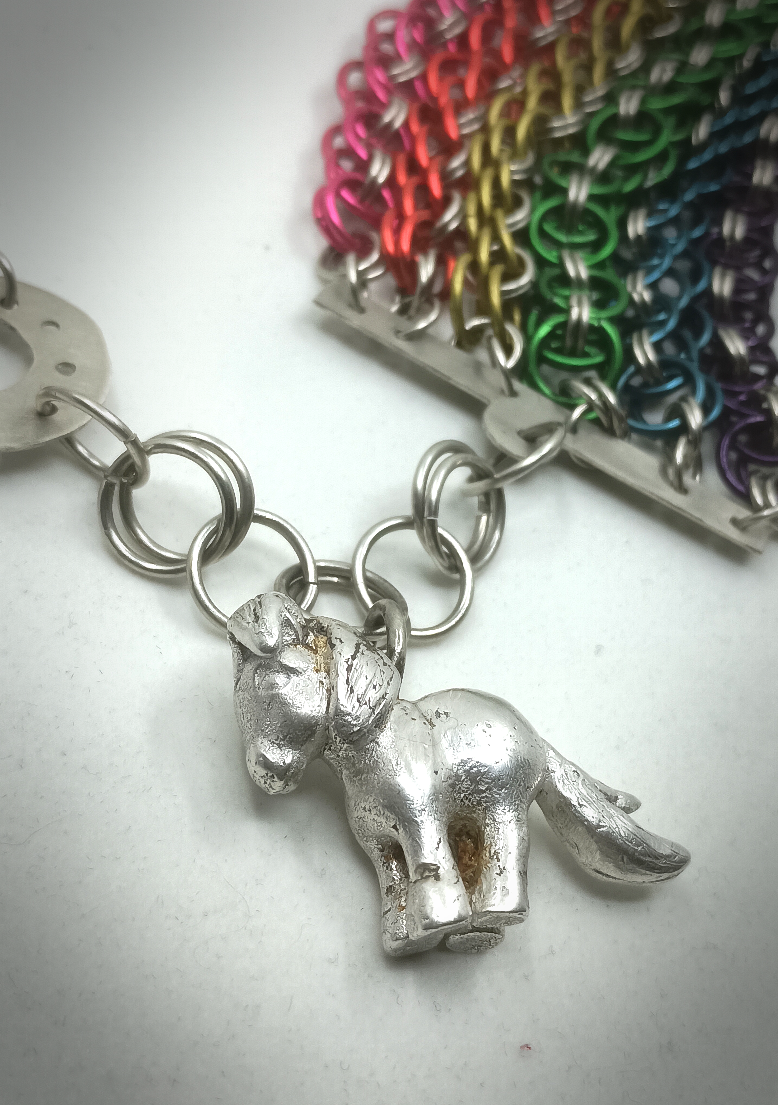 Over the Rainbow Detail, cast sterling silver, copper  wire, aluminum wire, nickle silver sheet and wire, 2025