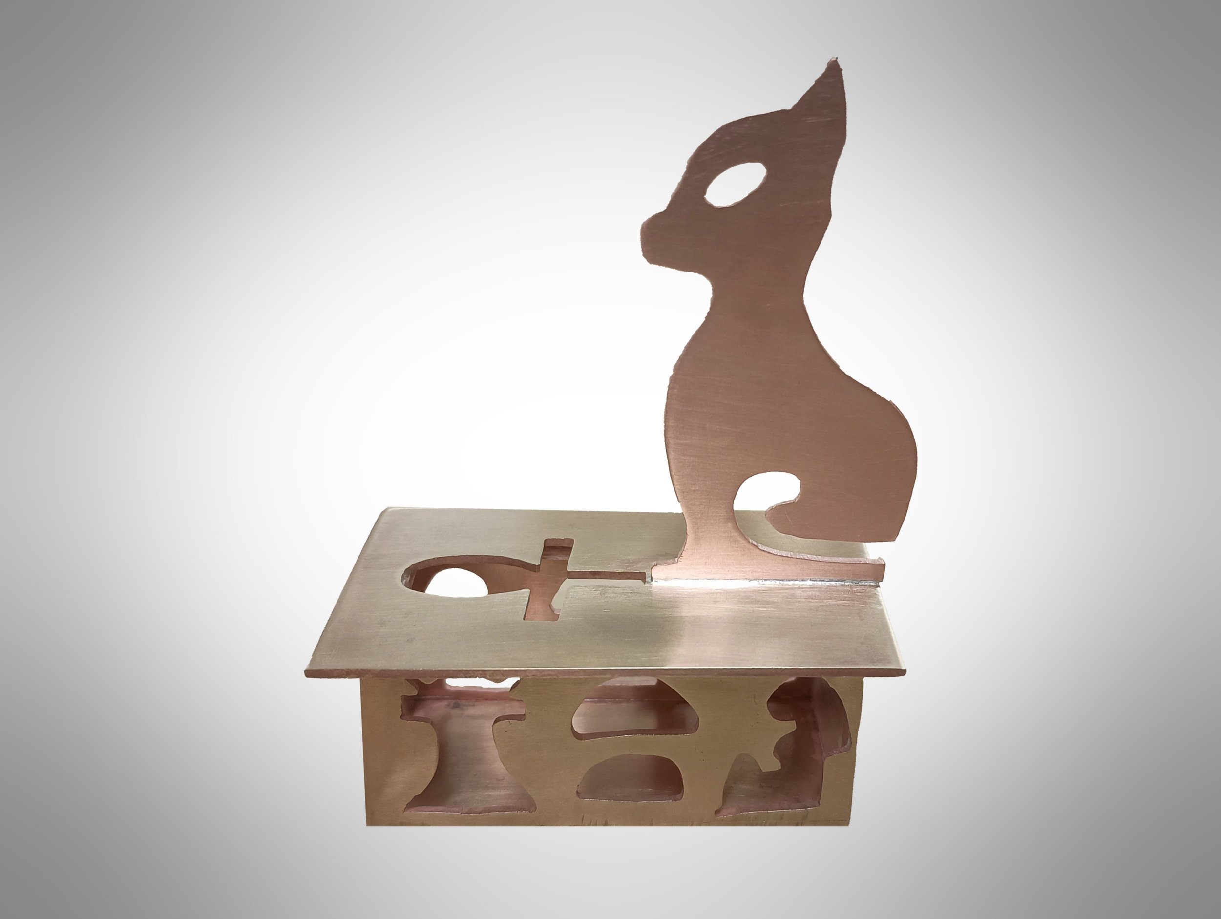 Offering Box for Bastet left side, brass and copper sheet, 2025