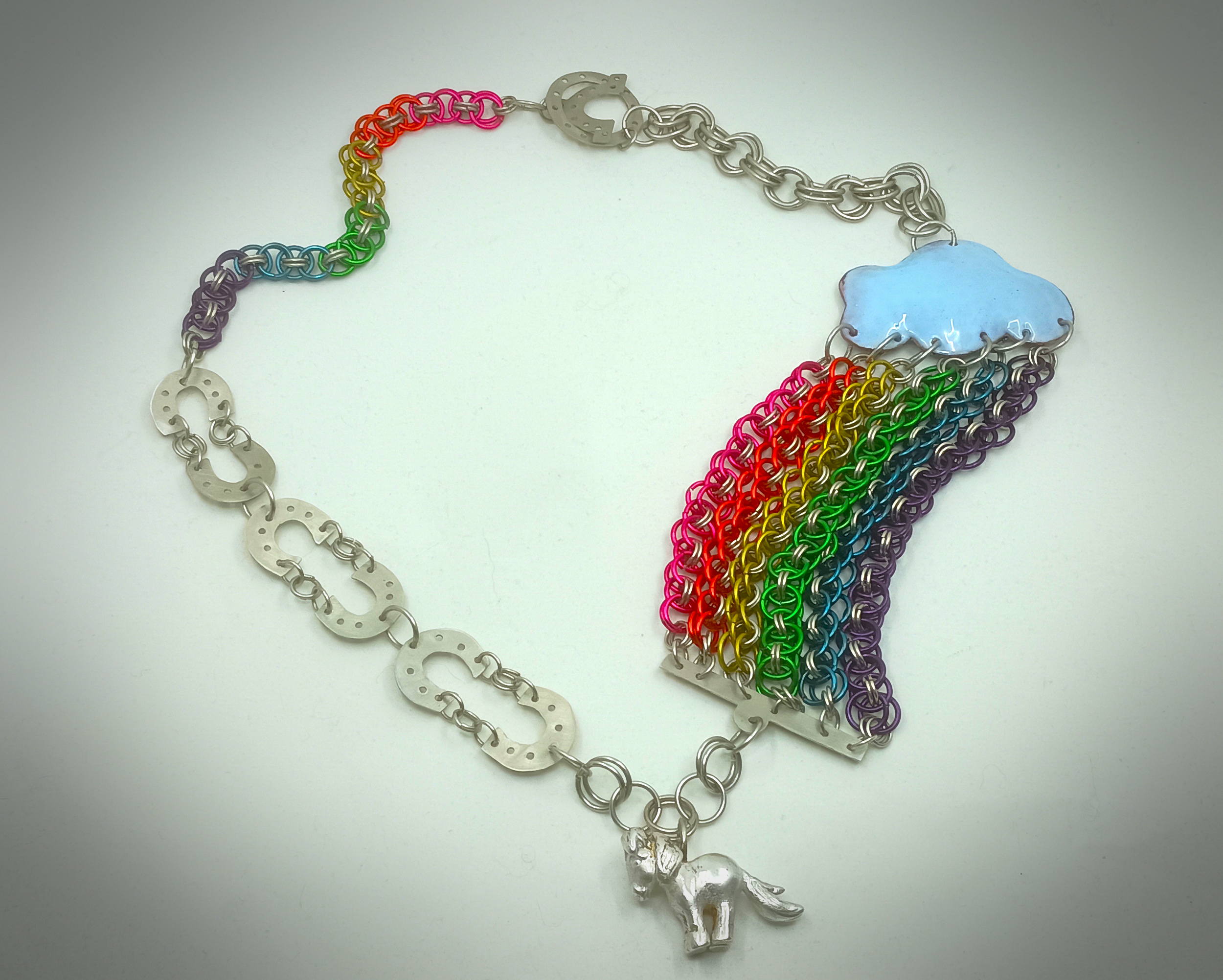 Over the Rainbow, cast sterling silver, copper  wire, aluminum wire, nickle silver sheet and wire, 2025