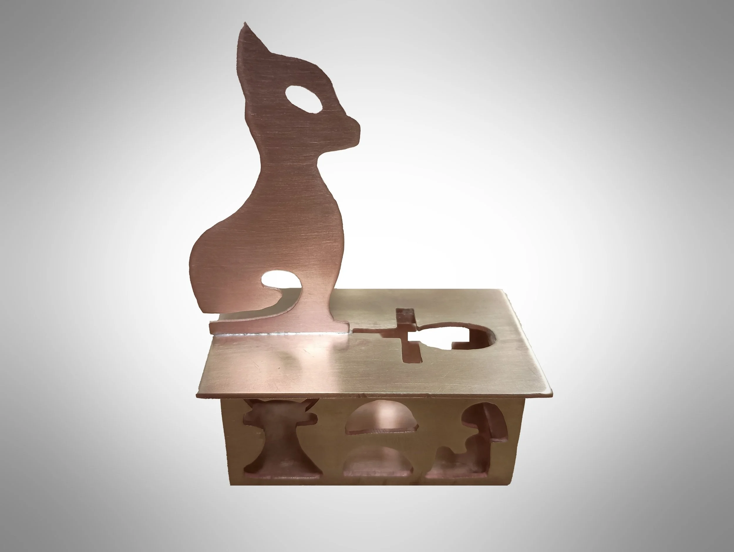 Offering Box for Bastet right side, brass and copper sheet, 2025