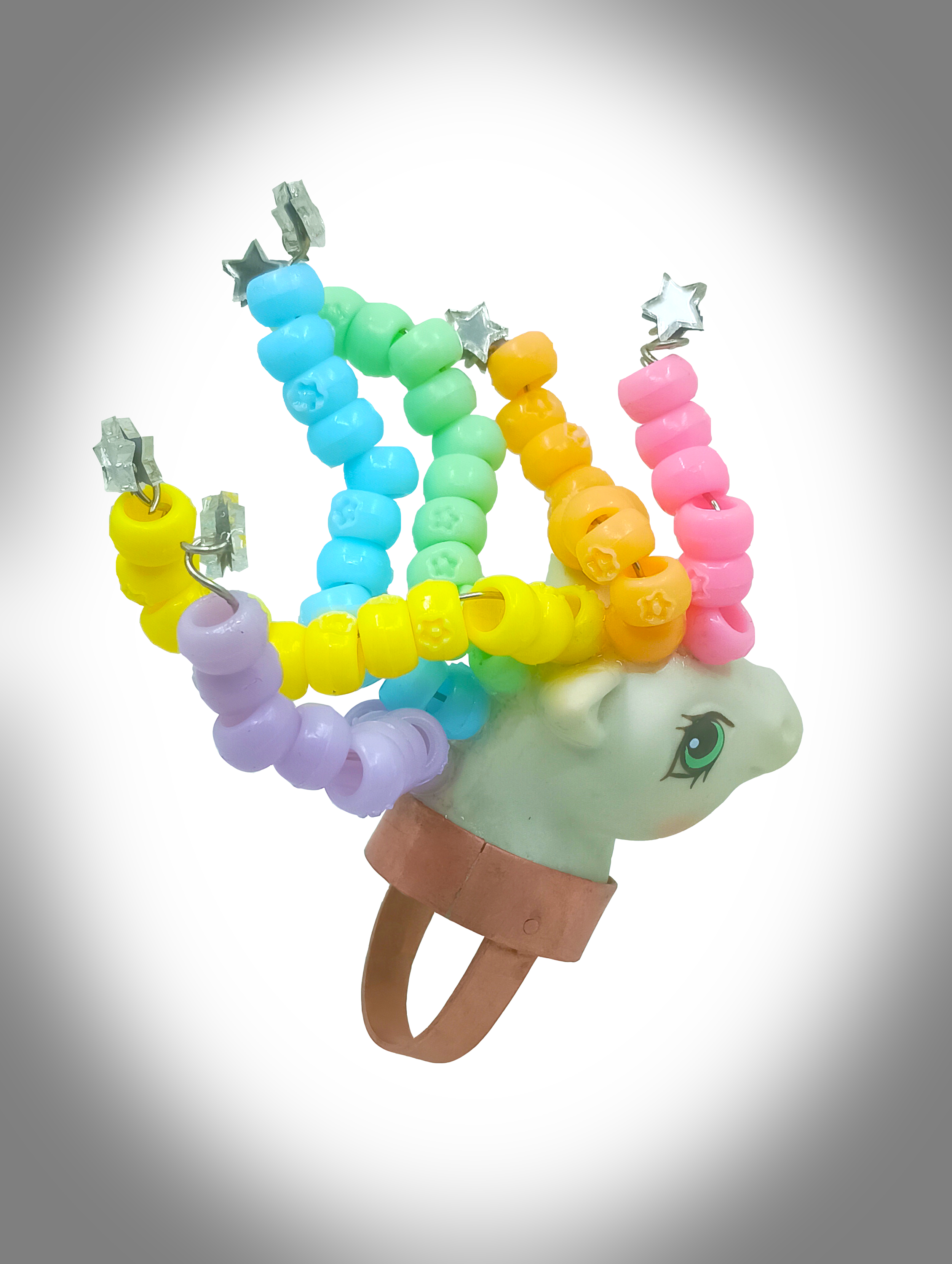 Baby Pony Ring 01; My Little Pony Head, copper sheet, wire, pony beads, acrylic sheet; 2026