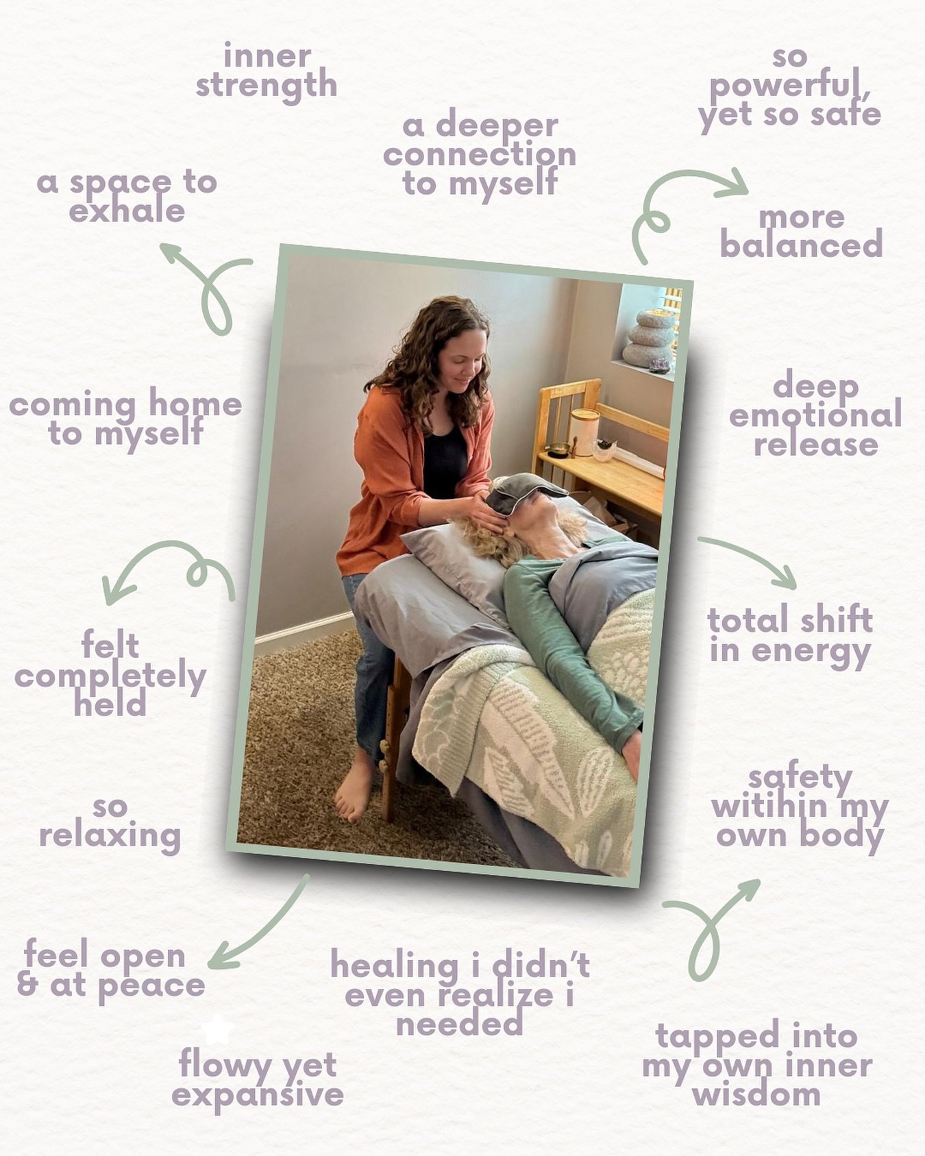 a space to exhale. 🤍

what would it feel like to fully soften, even for just a moment?

these are the words clients have shared with me after sessions. reflections from their bodies, not their minds.

✨ &ldquo;a space to exhale&rdquo;
✨ &ldquo;heali