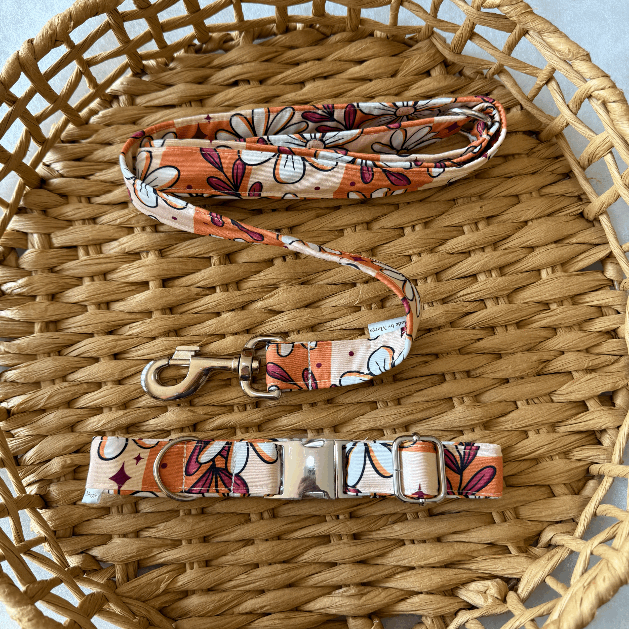 Rust Floral Collar and Lead