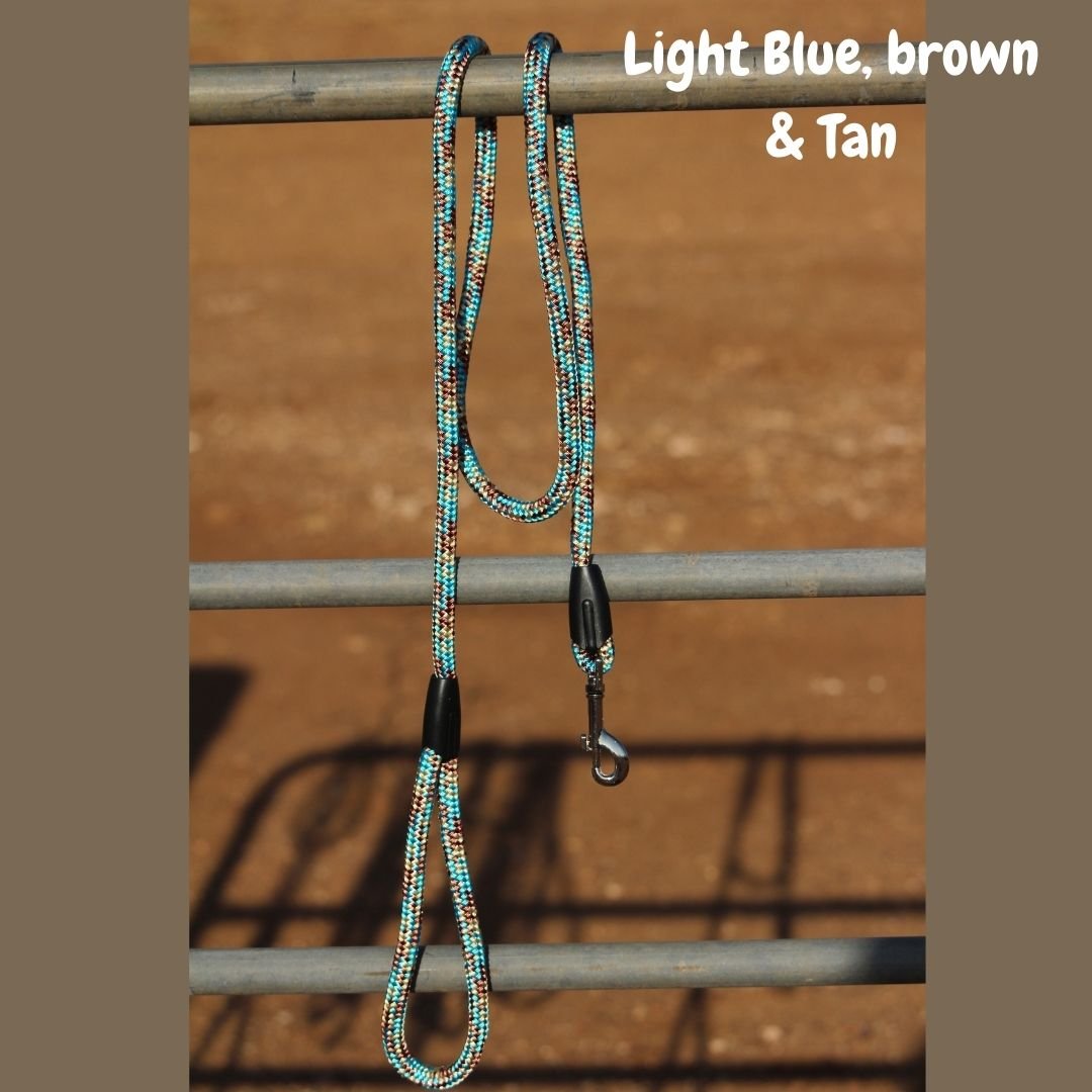 Rope Lead - Light Blue, Tan and Brown