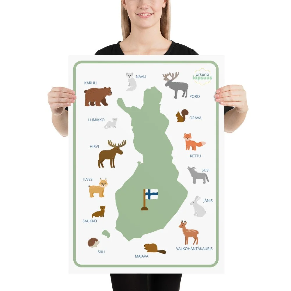 Suomen metsäneläimet lasten juliste oppimiseen ja sisustukseen — Arkena ...