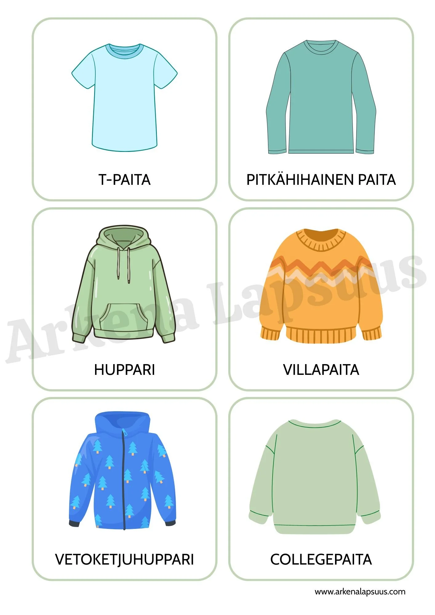 Vaatekuvia varhaiskasvatukseen paidat