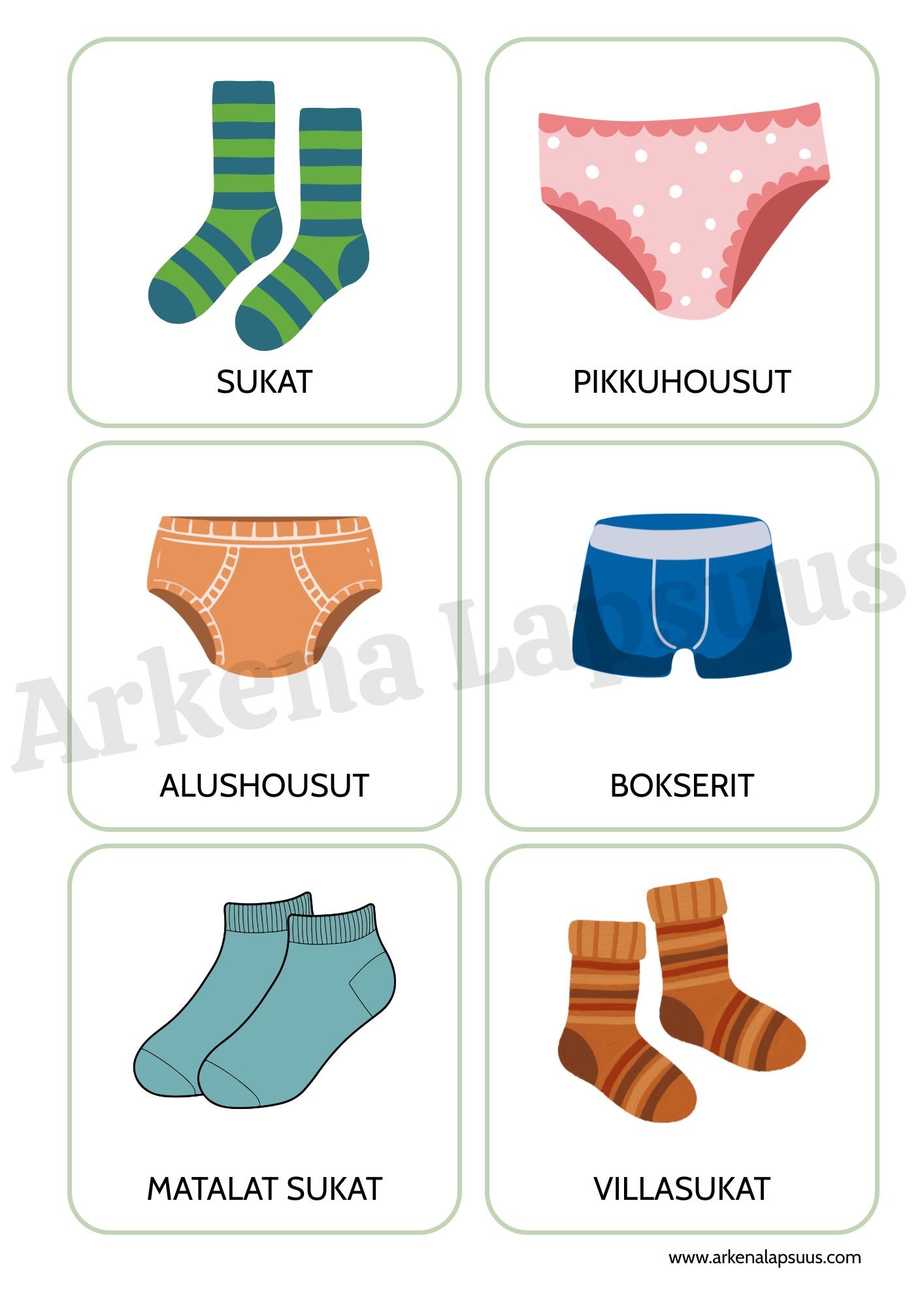 Vaatekuvia lapsille alusvaatteet ja sukat