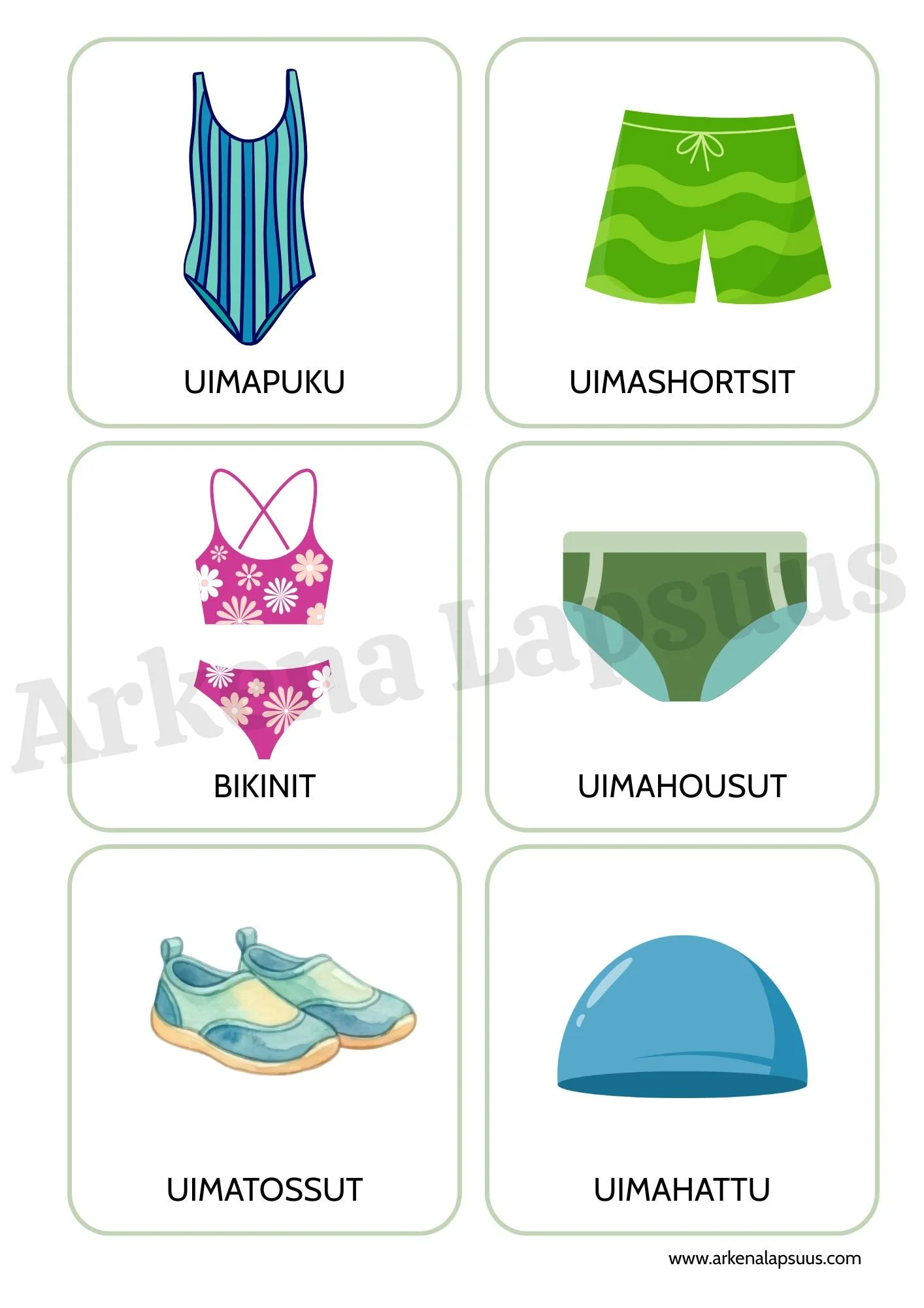 Vaatekuvat lapsille uima-asut