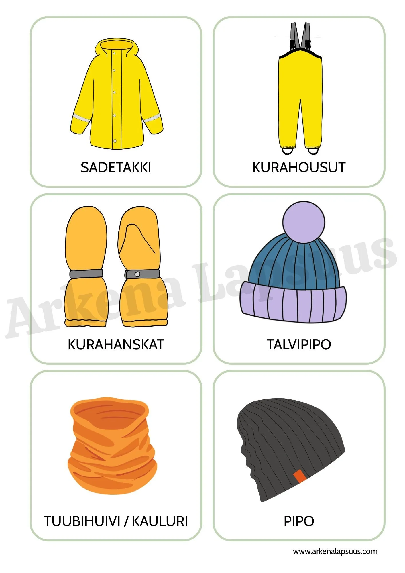 Vaatekuvia varhaiskasvatukseen kuravaatteet