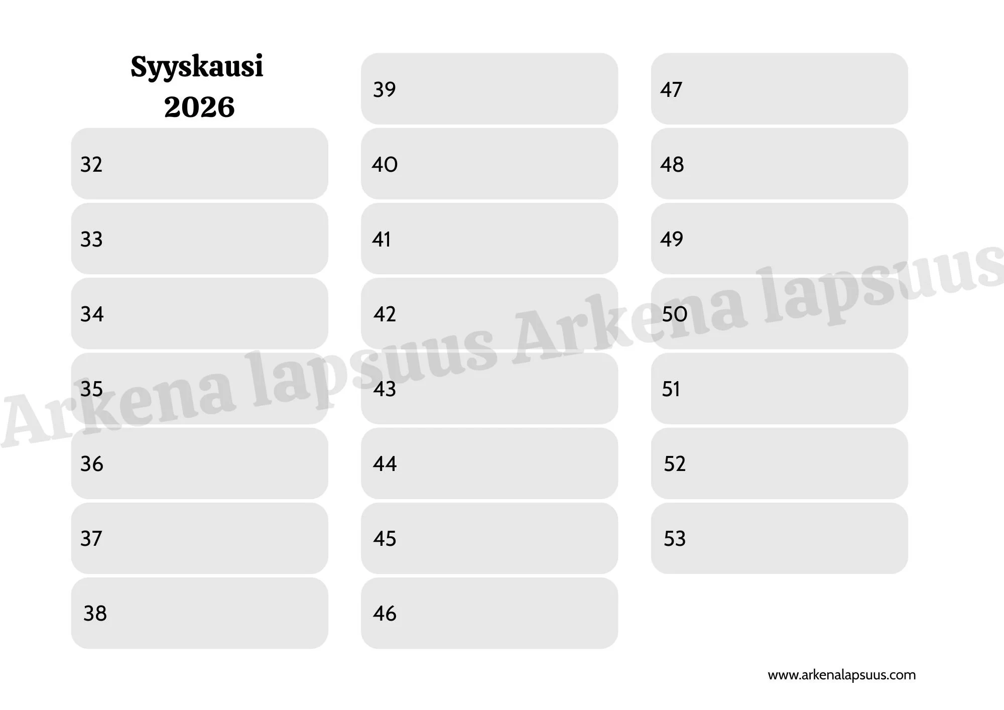 Viikkosuunnitelma syyskaudelle 2026