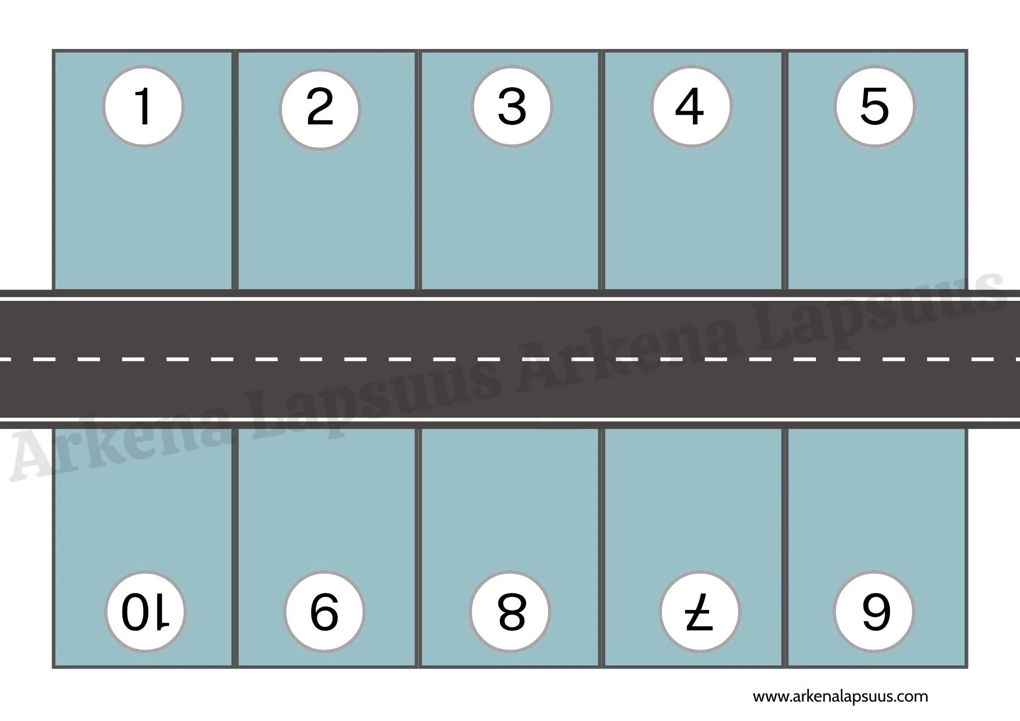 Tulostettava numeroitu parkkipaikka