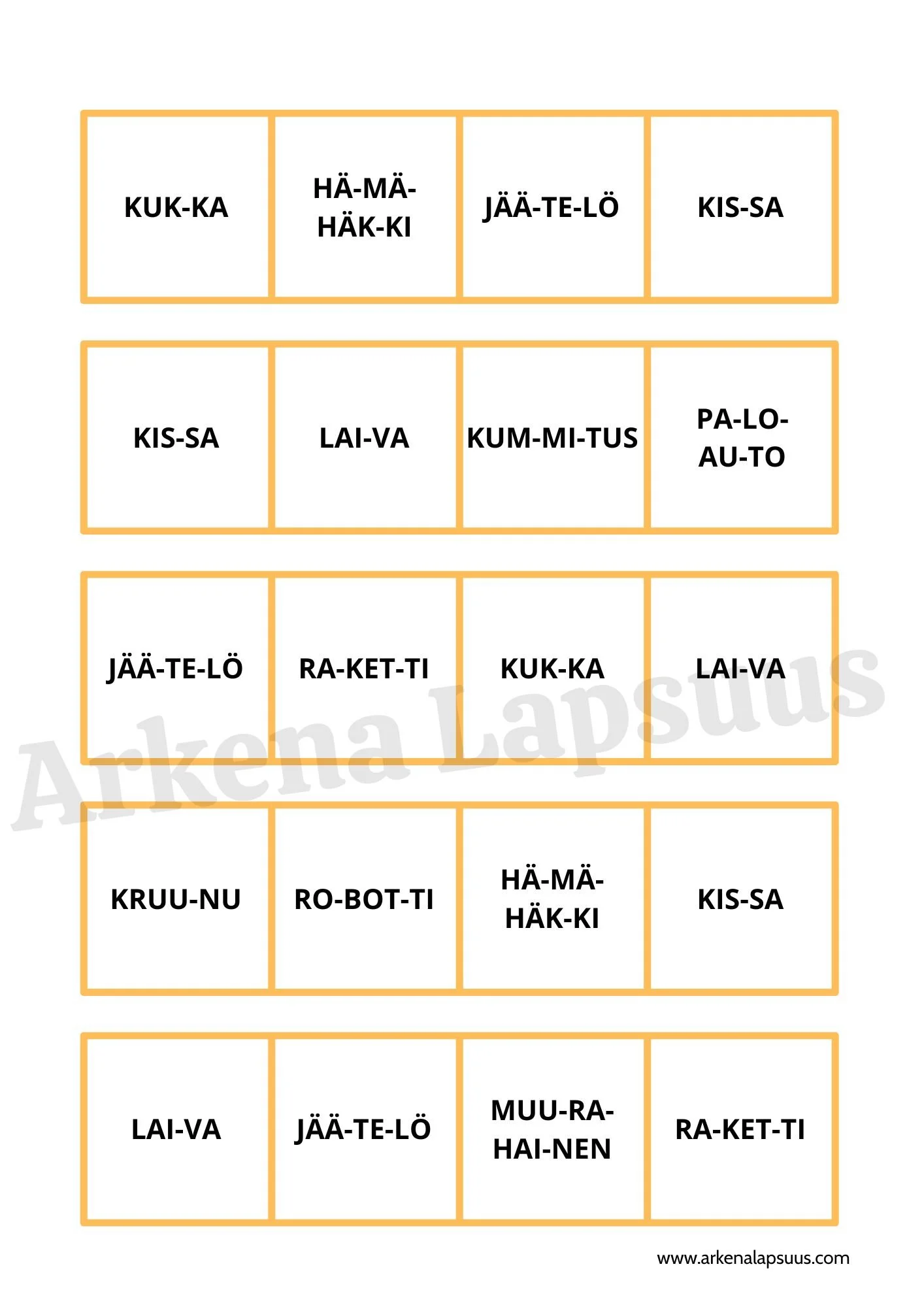 Kuvaetsintään sanasarjat