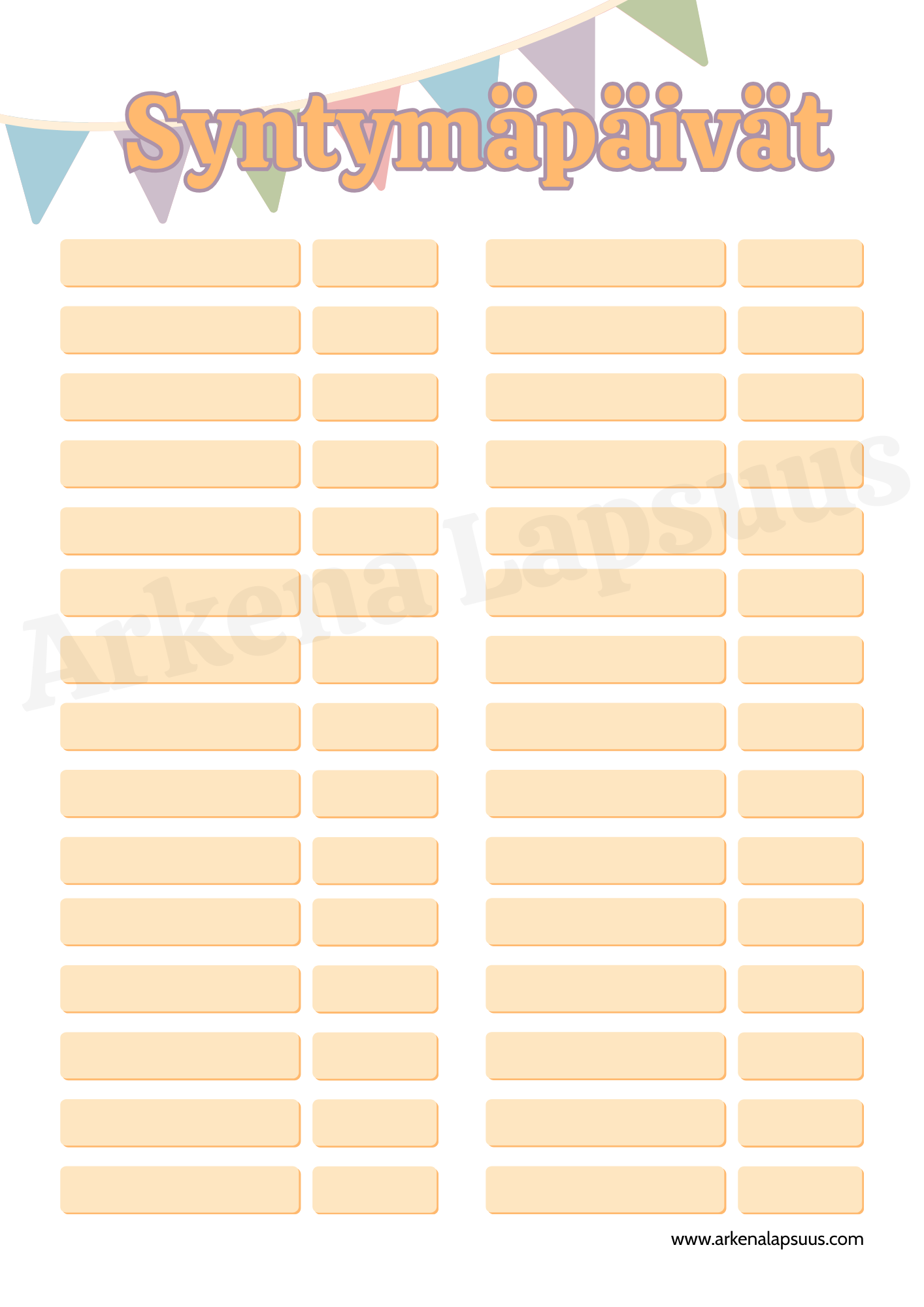 Lasten syntymäpäivät