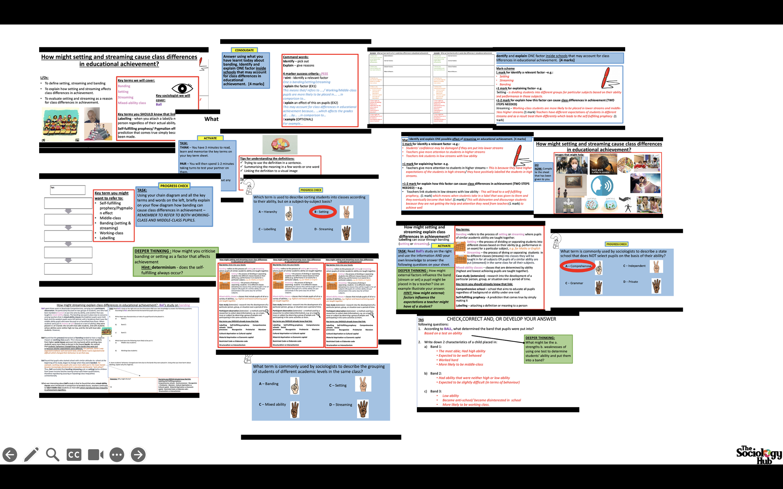 AQA GCSE Sociology: Education- Class differences in achievement (Banding, Setting and Streaming)