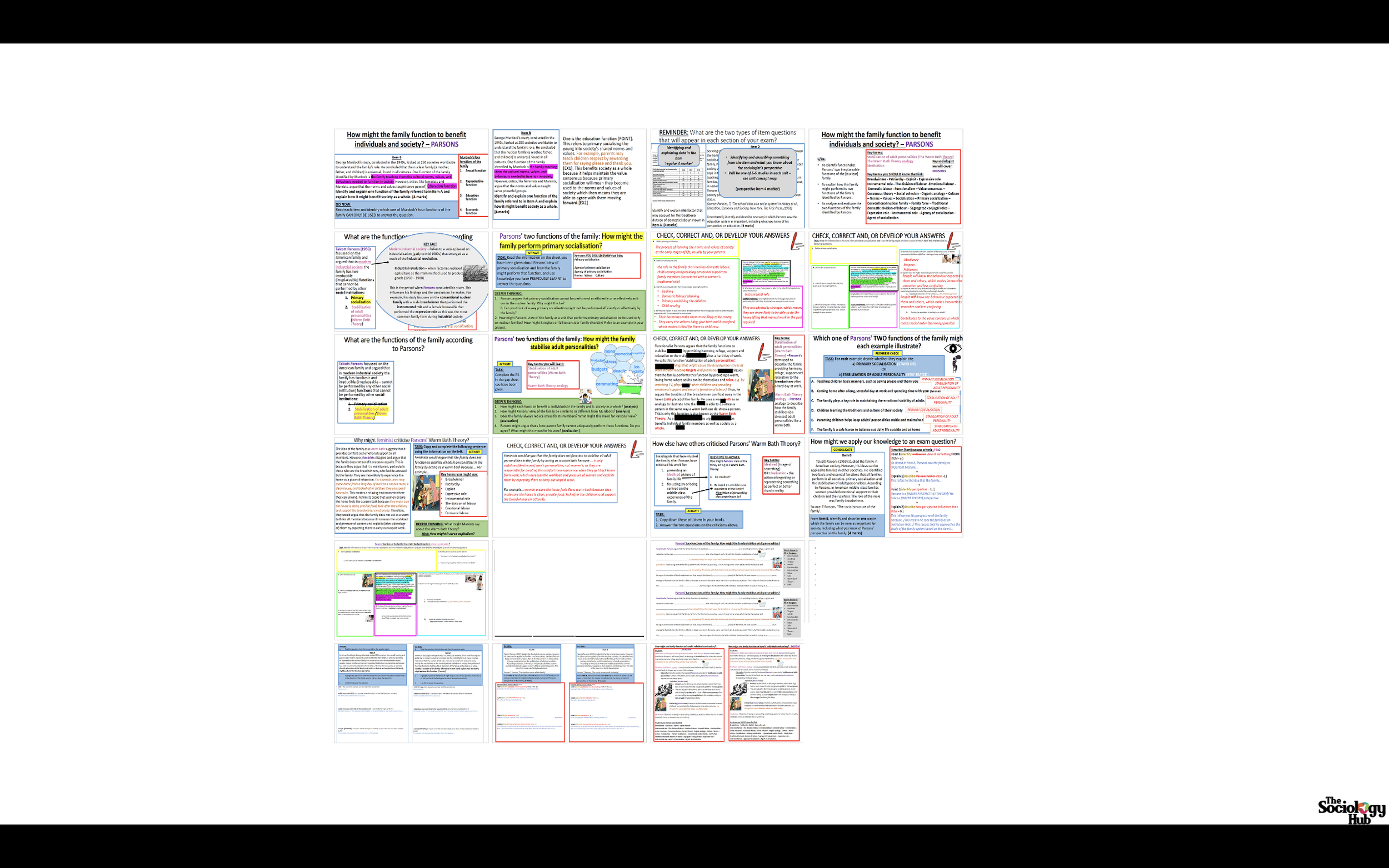 AQA GCSE Sociology: Family Topic 3 Functions of the family - Functionalist view (Parsons