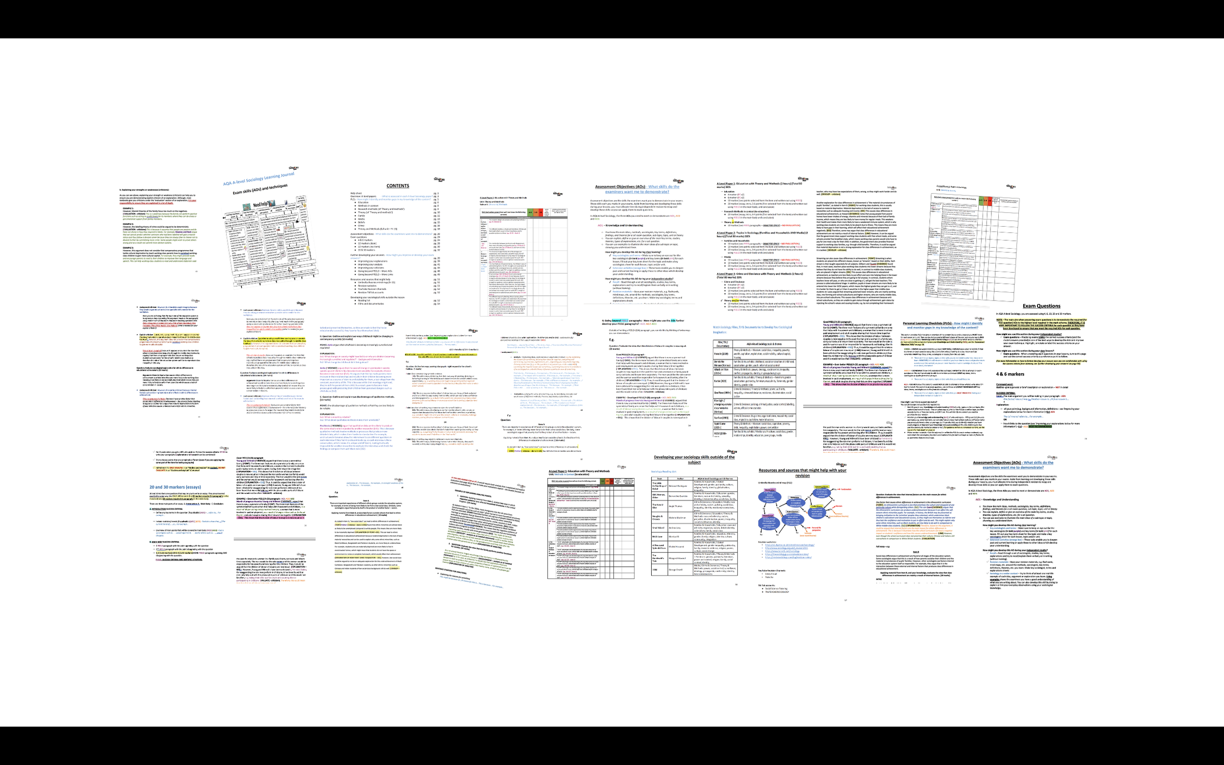 AQA A-Level Sociology Learning Journal - Exam-skills guidance, Success Criteria, Model Answers & Revision Checklist