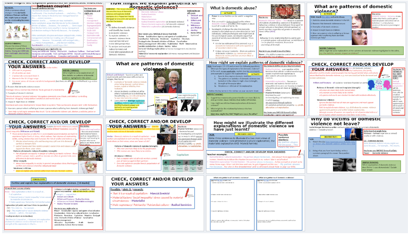 AQA A-level Sociology Families: Topic 1 Couples -  Domestic Violence