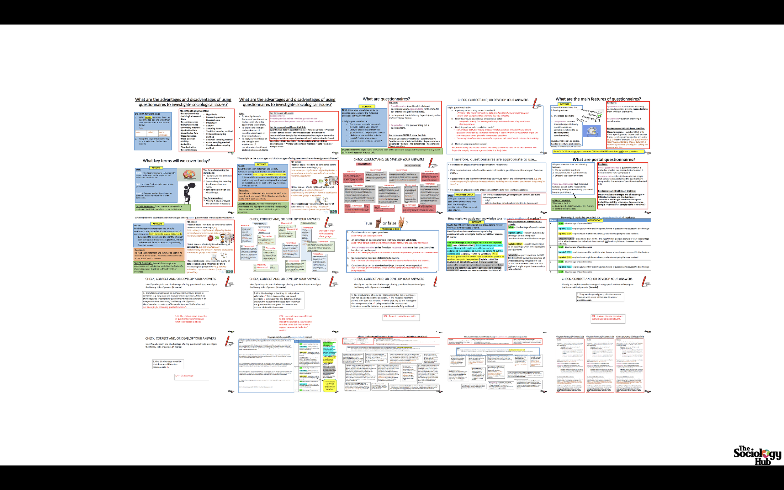 AQA GCSE Sociology - Research Methods: Questionnaires (incl. postal questionnaires & EXAM TECHNIQUE PRACTICE)