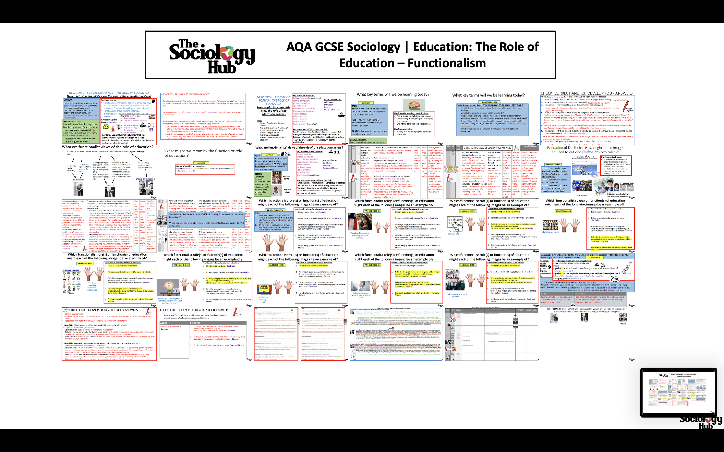 AQA GCSE Sociology Education: The Role of Education – Functionalism (Durkheim, Parsons, Davis & Moore)