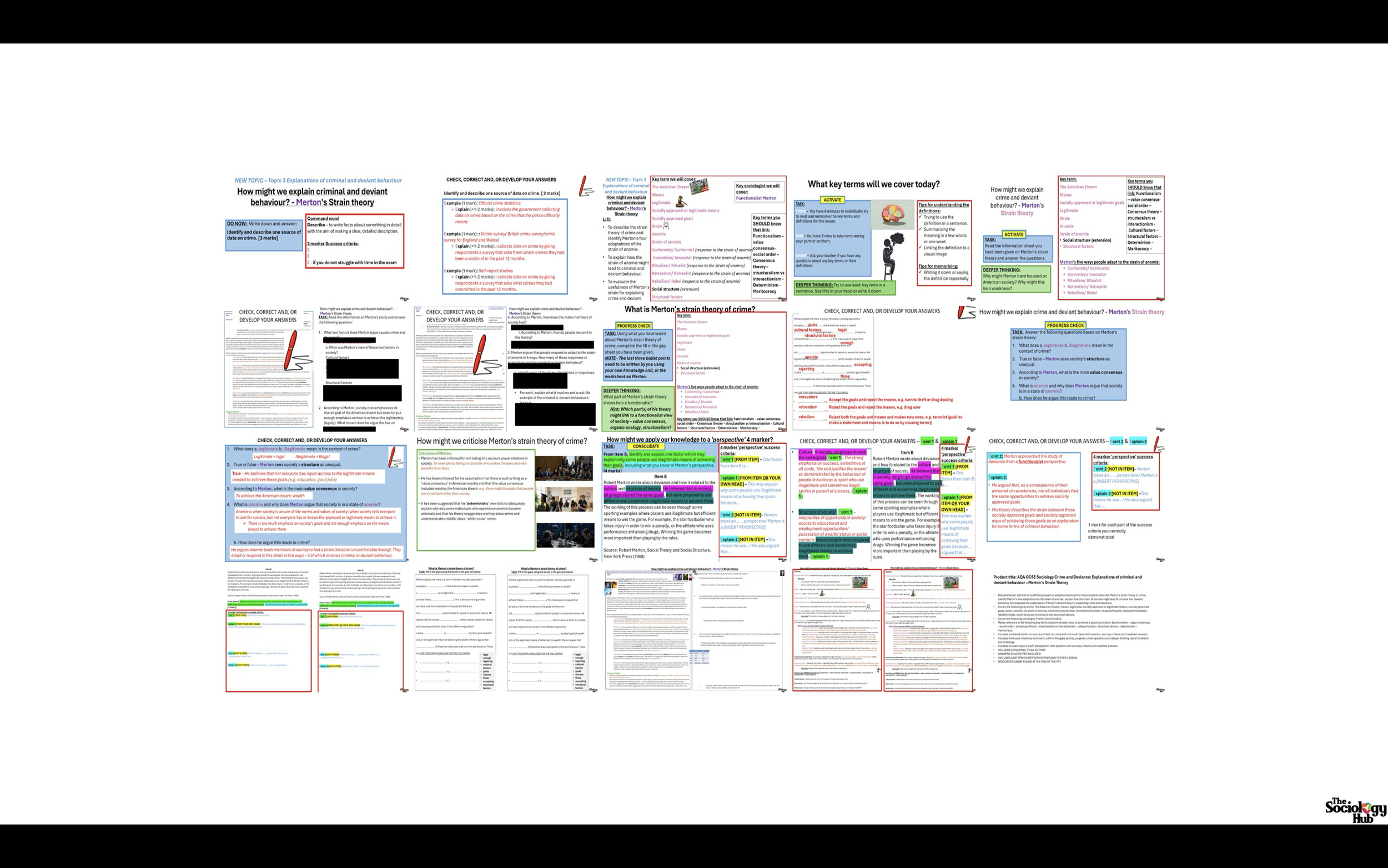 AQA GCSE Sociology: Crime and Deviance Topic 3 Explanations of Crime– Merton’s Strain Theory