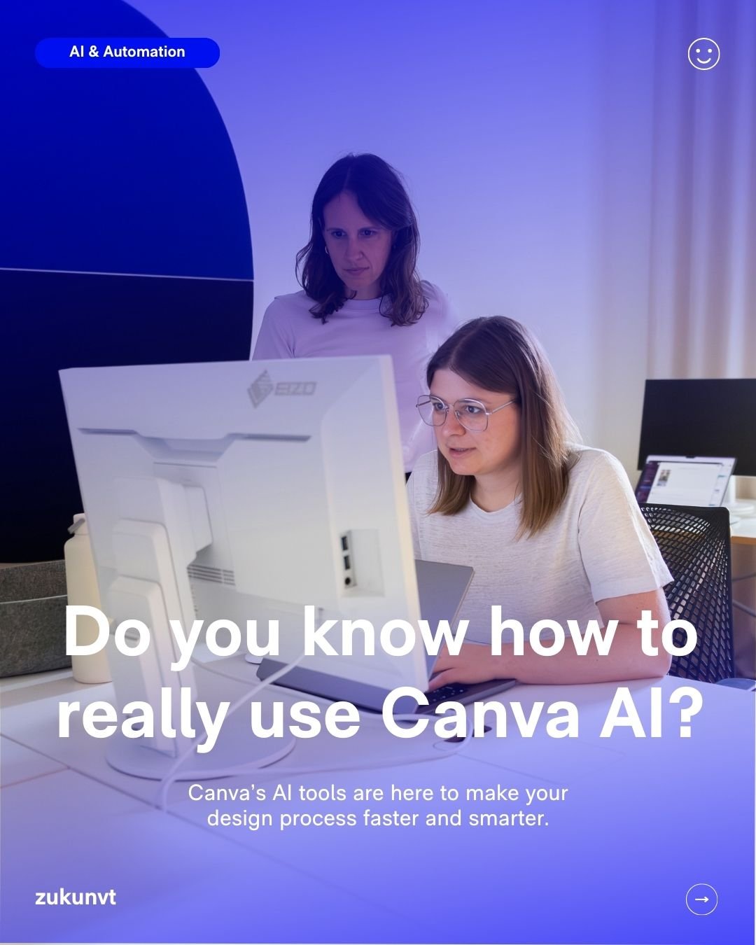 Intelligenter gestalten, nicht härter - natürlich mit künstlicher Intelligenz, aber ebenso offensichtlich mit kluger Nutzung der Möglichkeiten, die sie bietet.

Canva AI beschleunigt deinen Workflow mit Echtzeit-Grafiken, Text-zu-Bild-Magie und personalisierten Vorlagen - damit du weniger Zeit für deine Arbeit aufwenden kannst.