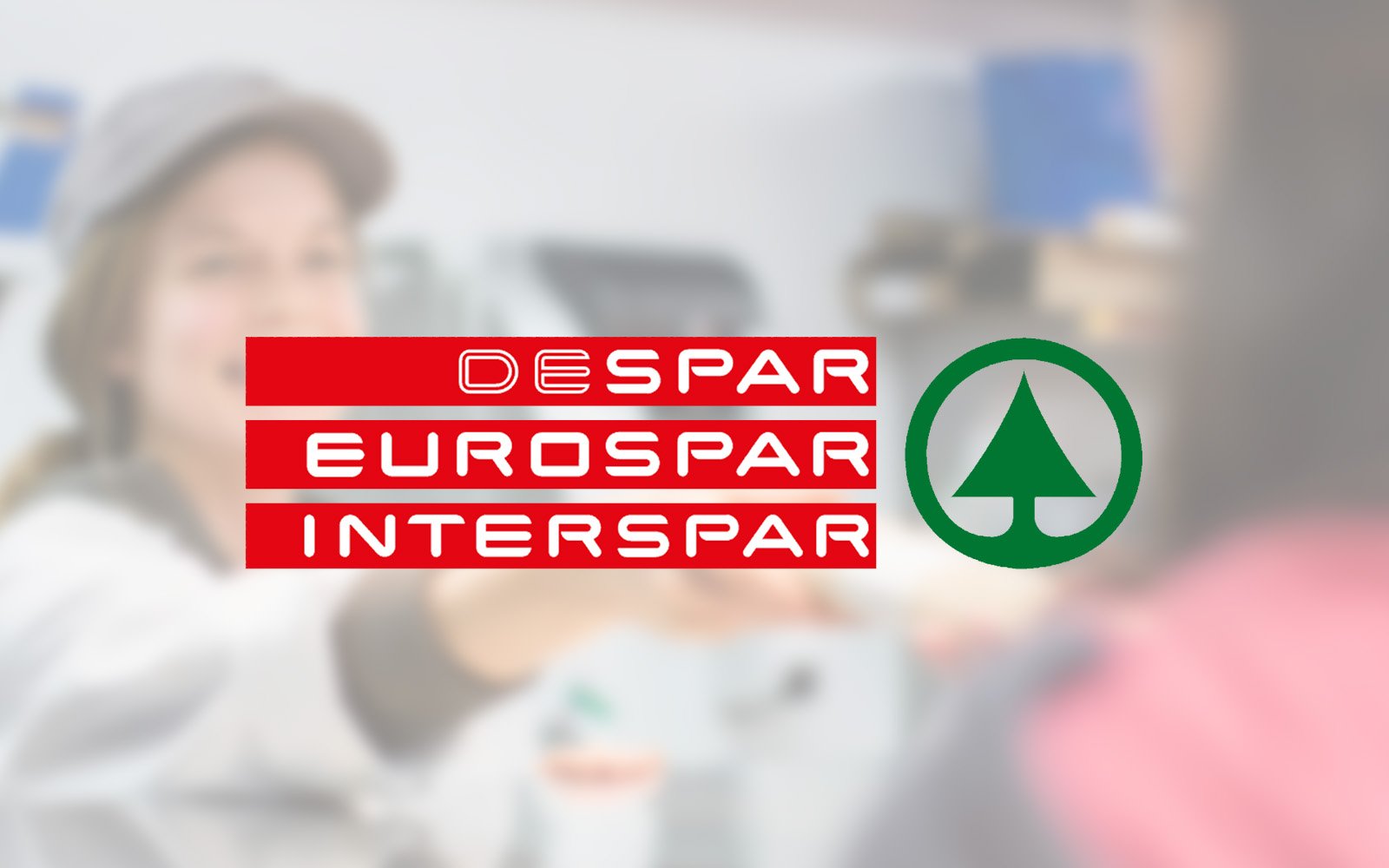Blurry background with a woman wearing a cap, and a Supervised Organisms logo overlay for DESPAR, EUROSAR, INTERSPAR.