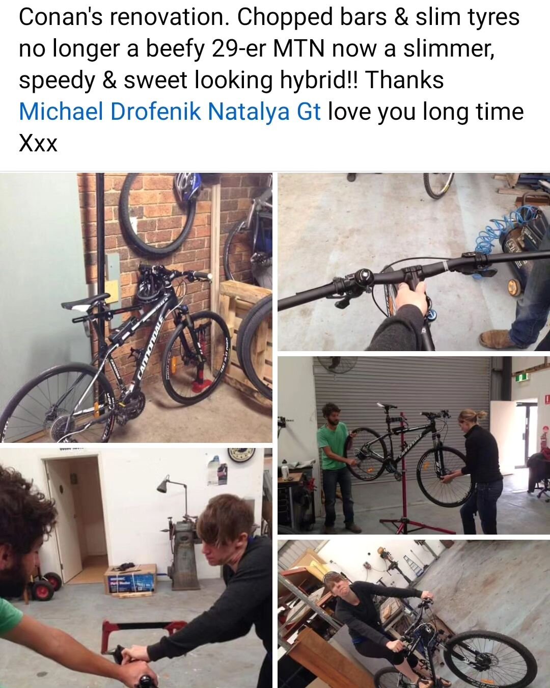 Our friend Aleisha, whose living in London, just sent us a message with this flashback post from 2014 when we helped renovate her trusty &quot;Conan&quot; the Cannondale. 

&quot;10 years ago Michael chopped my cannondale mtb handlebars down and I ch