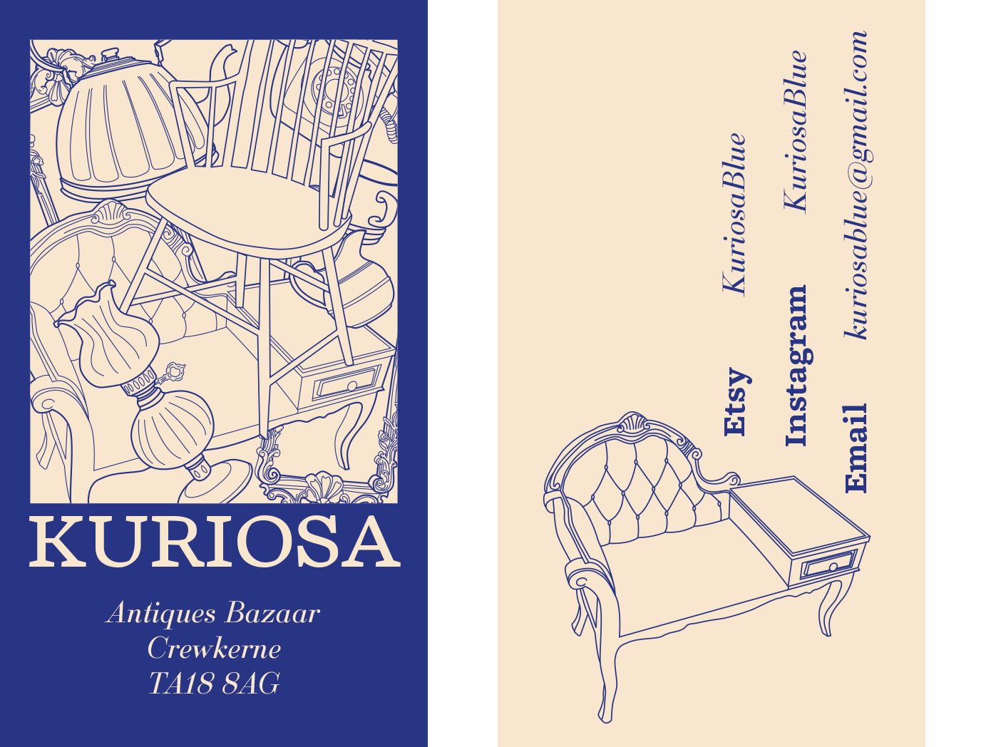  Business card  // small vintage furniture and bric-a-brac stall