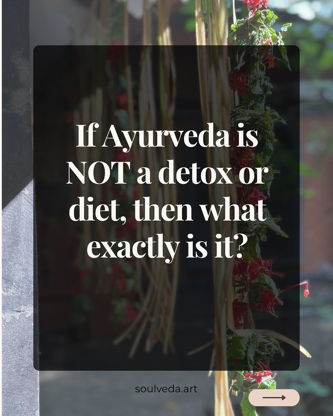 Ayurveda is not a detox or diet that you turn to in order to lose weight in two weeks.

It&rsquo;s not for those who jump from one cleanse to another &mdash; from juice fasts to &ldquo;metabolic diets&rdquo; (Stoffwechseldi&auml;ten) &mdash; hoping t