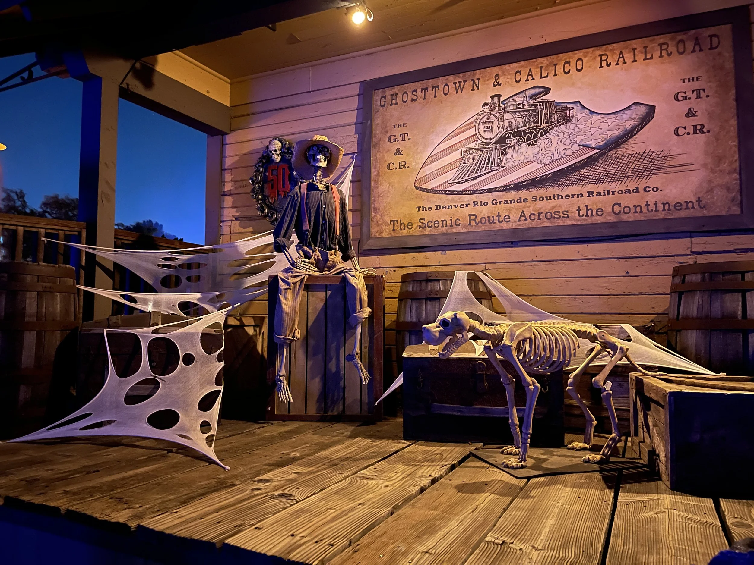 Fabricated Decor and Installed Interactive Talking Skeleton Effect for 50th 2023