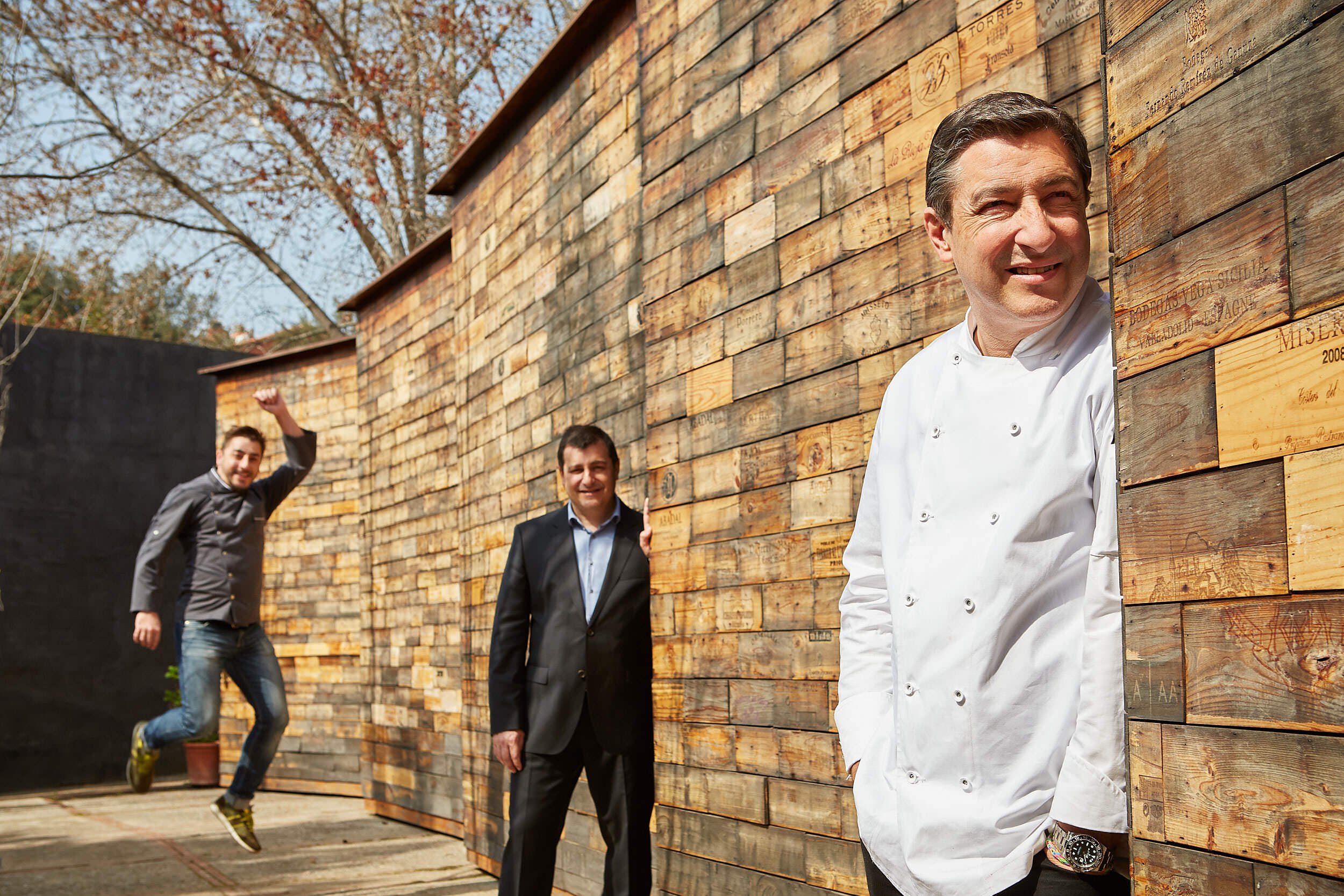 14/3/14 Joan Roca (right) with brothers Josep (middle) & Jordi, El Cellar de Can Roca restaurant, Girona, Spain. Photo by James Sturcke | sturcke.org